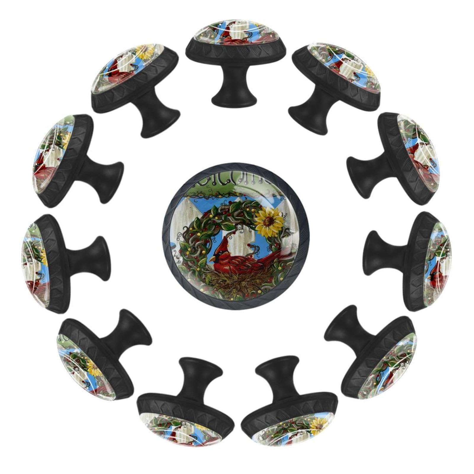 12Pcs Sunflower Wreath Cabinet Handles & Knobs - Vintage Drawer Pulls for Kitchen Cabinets, Dressers & Furniture - Decorative Hardware for Home Renovation (Perfect for Farmhouse, Cottage & Rustic Style Decor)