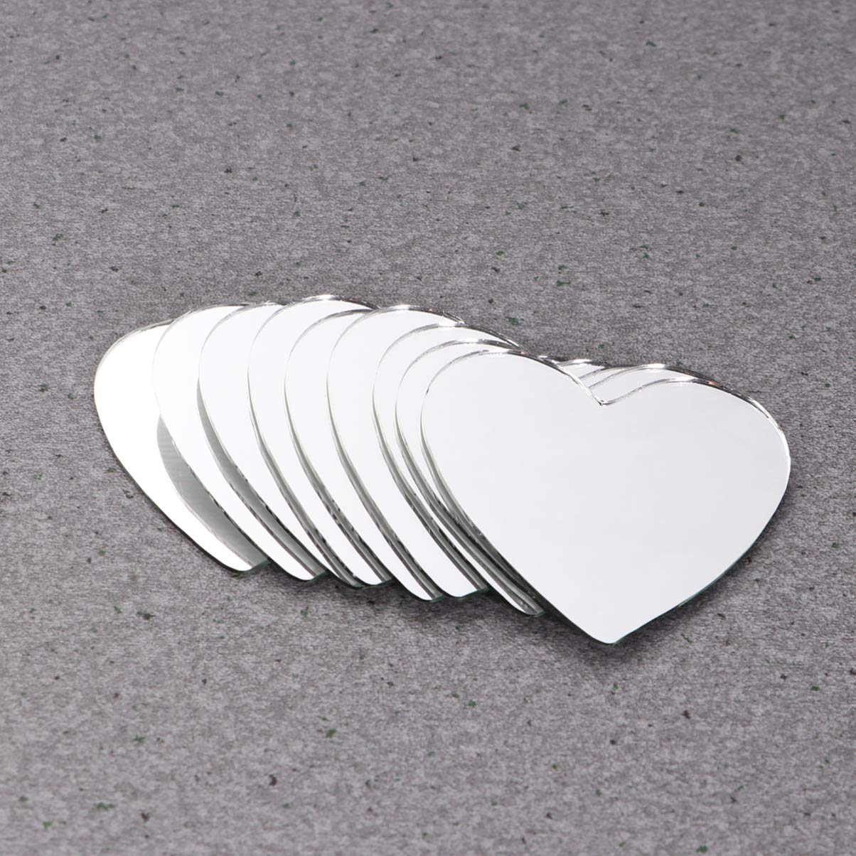 Healifty Round Craft Mirror 20 Pcs - Glass Mirror Tiles, Heart Shaped Mini Mirrors for DIY Arts & Crafts, Home Decor, Scrapbooking, and Mosaic Projects