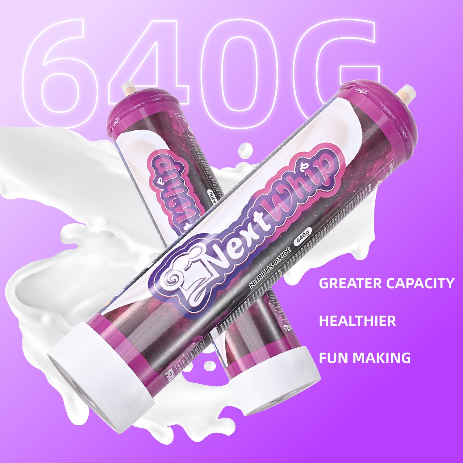 Premium Whipped Cream Charger 640g - Food Grade N2O Cylinder (6 Pack) - Perfect for Desserts, Coffee & Cocktails