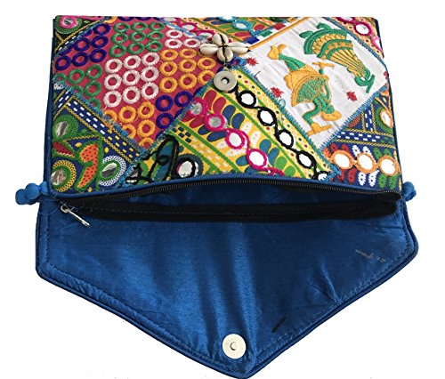 Shubhangi Women's Sling Bag - Jaipuri Embroidered Handicraft Traditional Purse with Multi-Colored Pattar Embroidery (R3-2030 AA) - Perfect for Casual Outings, Shopping & Festive Occasions