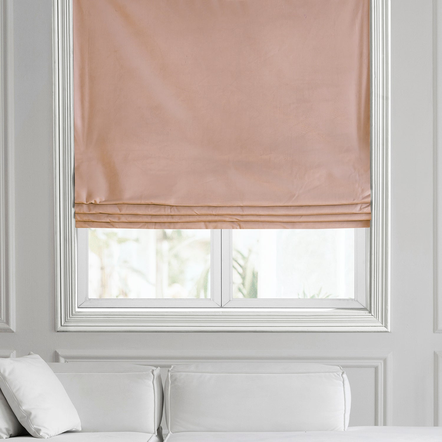 Peach Blossom Heritage Plush Velvet Roman Shade - Elegant Window Treatment for Living Room & Bedroom