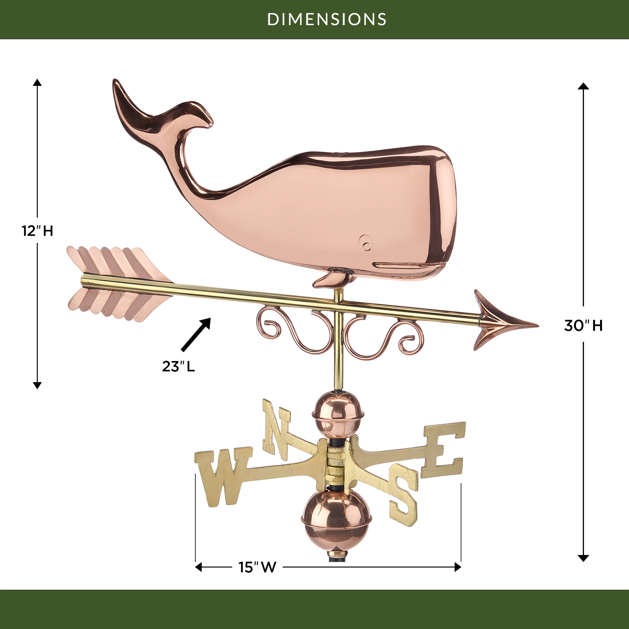 Save the Whales™ Decorative Copper Weathervane - Handcrafted Nautical Roof Ornament for Garden, Yard & Beach House Decor | Perfect Coastal Home Accent for Outdoor & Marine-Themed Spaces