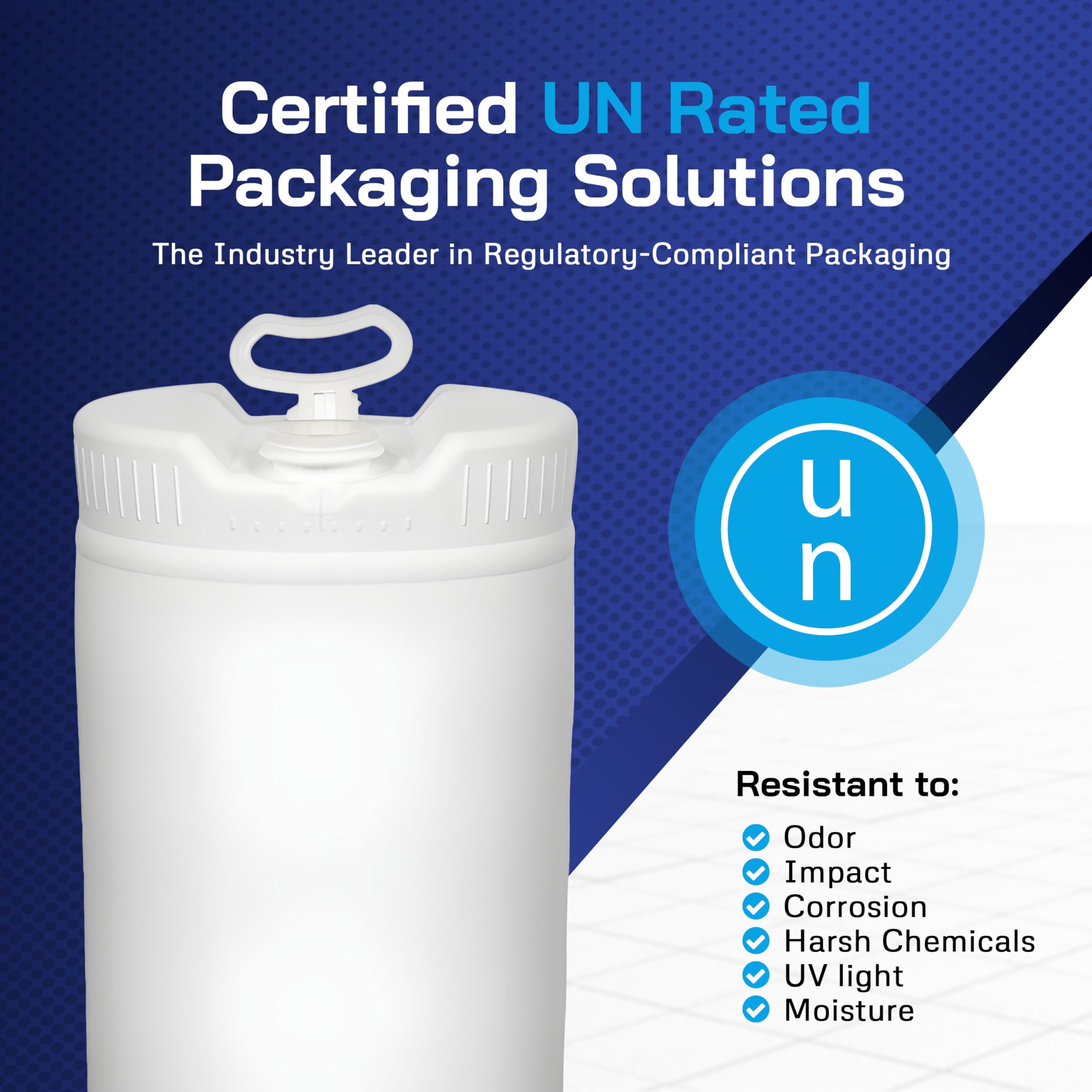 15 Gallon UN Rated Closed-Head Poly Drum with Screw Cap - Heavy Duty Plastic Barrel for Industrial, Commercial & International Shipping - Ideal for Chemical Storage, Liquid Transport and Warehouse Organization