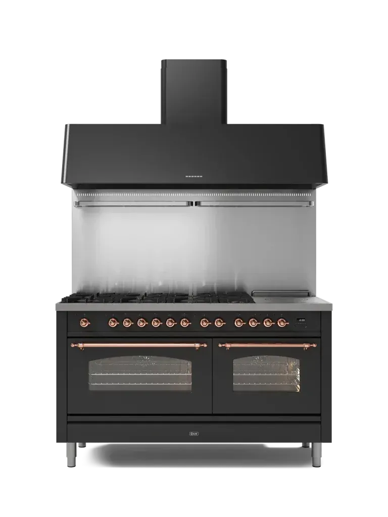 ILVE Nostalgie 150cm Enameled Steel Double Oven Range Cooker - Premium Gas Stove for Professional Kitchens & Home Chefs