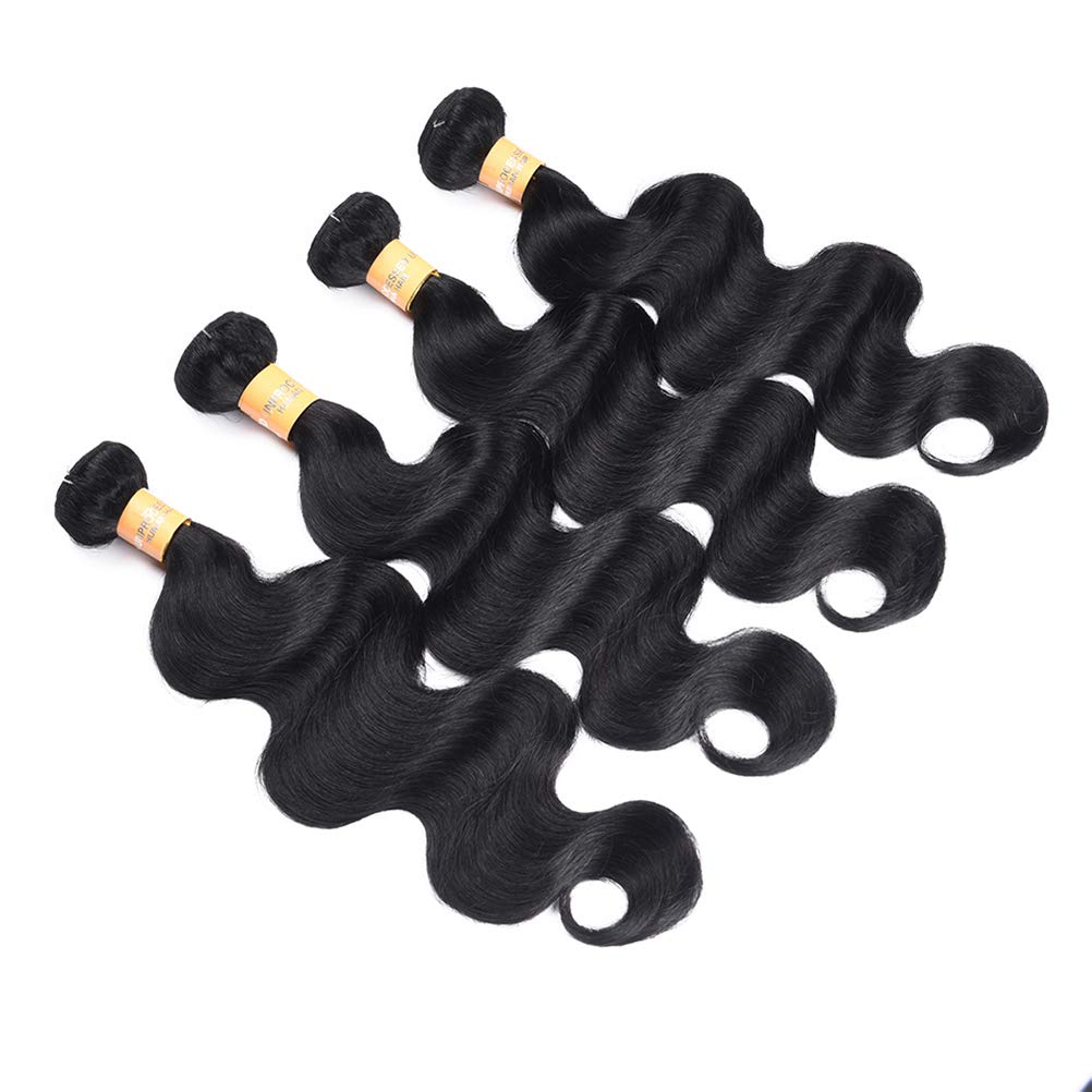 Premium Brazilian Virgin Human Hair Bundles - 100% Unprocessed Body Wave Hair Extensions (4 Bundles, 18