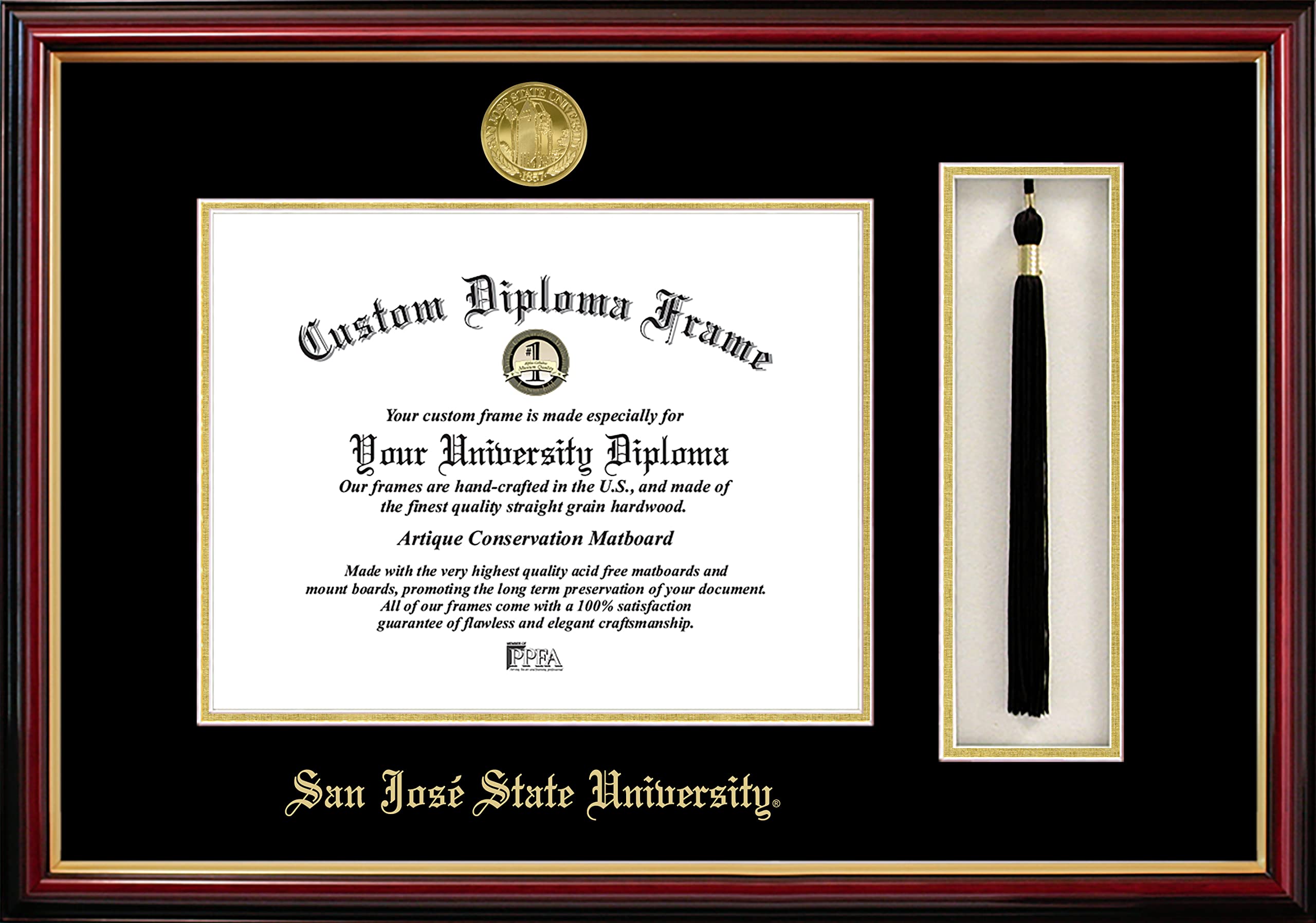 San Jose State University Graduation Tassel Box and Diploma Frame Set - Perfect for Displaying Graduation Memorabilia and Decorating Your Home or Office