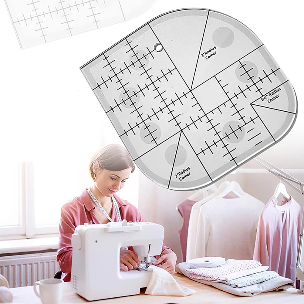 Creative Acrylic Sewing Curved Corner Cutter Quilt Ruler - 6x6 Inch Patchwork Template Tool for DIY Sewing & Quilting Projects - Perfect for Fabric Cutting, Scrapbooking, and Crafting