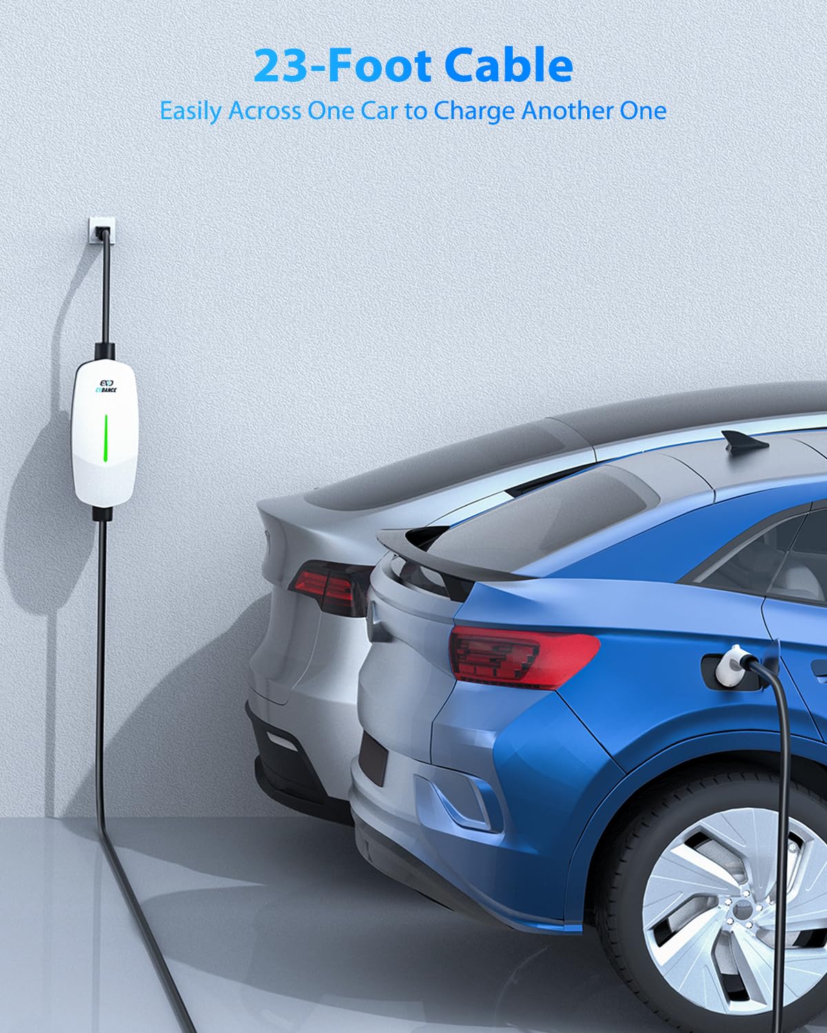 Level 1 & Level 2 EV Charger - 16A 110V-240V Portable Electric Vehicle Charging Station with 25ft Cable, NEMA 6-20 Plug & 5-15 Adapter for J1772 EVs - Perfect for Home, Office & Travel Charging