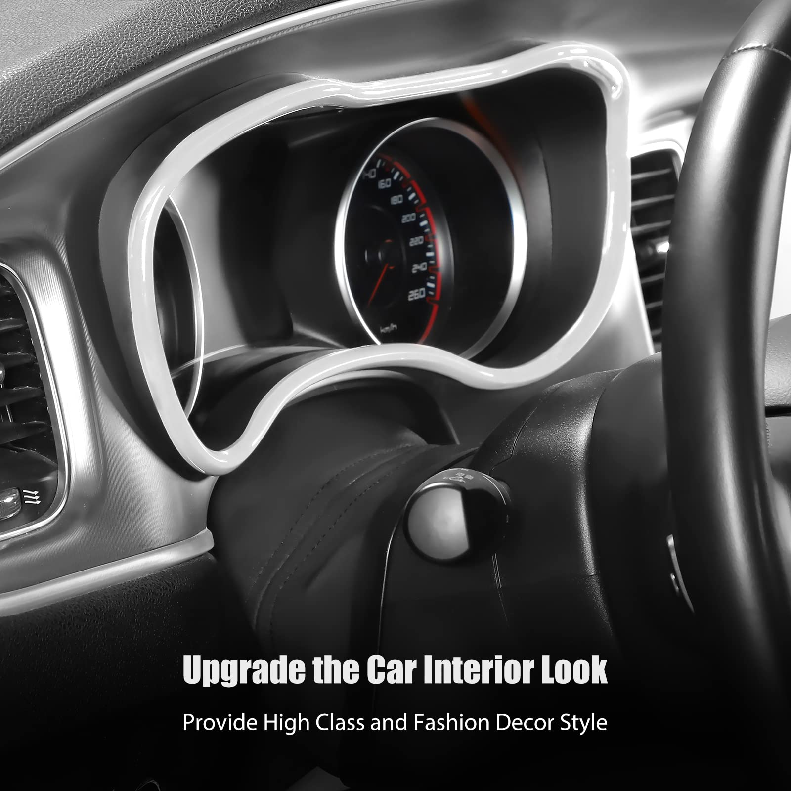 2015-2024 Dodge Charger ABS White Dashboard Trim - Voodonala Center Console Charger Accessory | Interior Upgrade for Car Dash & Instrument Panel | Perfect for Daily Driving & Road Trips