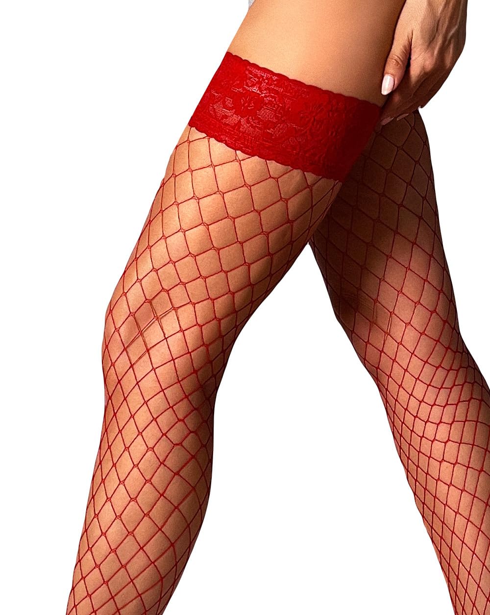 Mila Marutti Sexy Fishnet Thigh High Stockings for Women - Lace Top Fishnet Tights & Lingerie | Perfect for Date Night, Cosplay, and Boudoir Photography