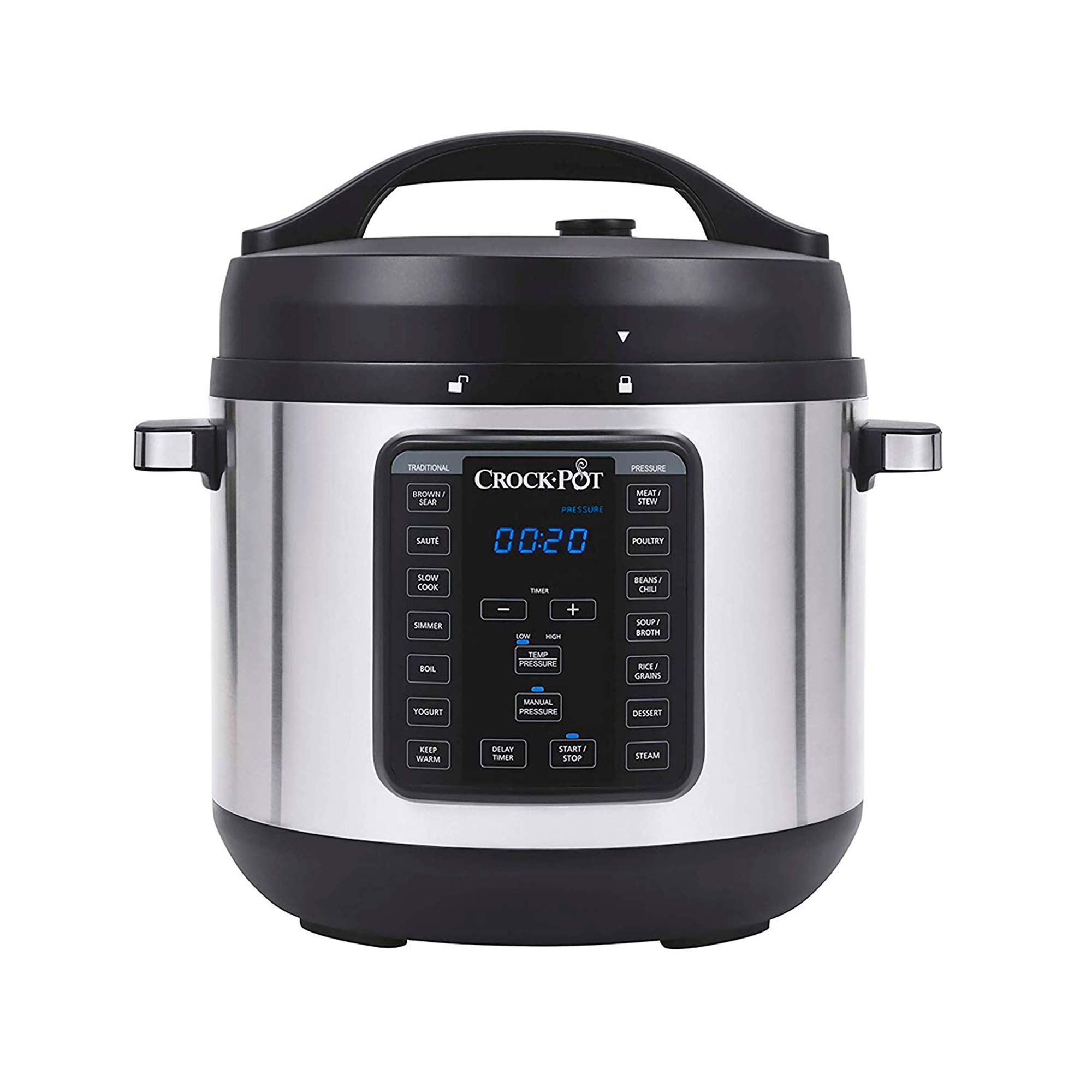 Crock-Pot 8-Quart Programmable Pressure Slow Cooker - Stainless Steel Multi-Cooker with Manual Pressure, Boil & Simmer Functions | Extra Sealing Gasket Included | Perfect for Family Dinners, Meal Prep & Holiday Cooking