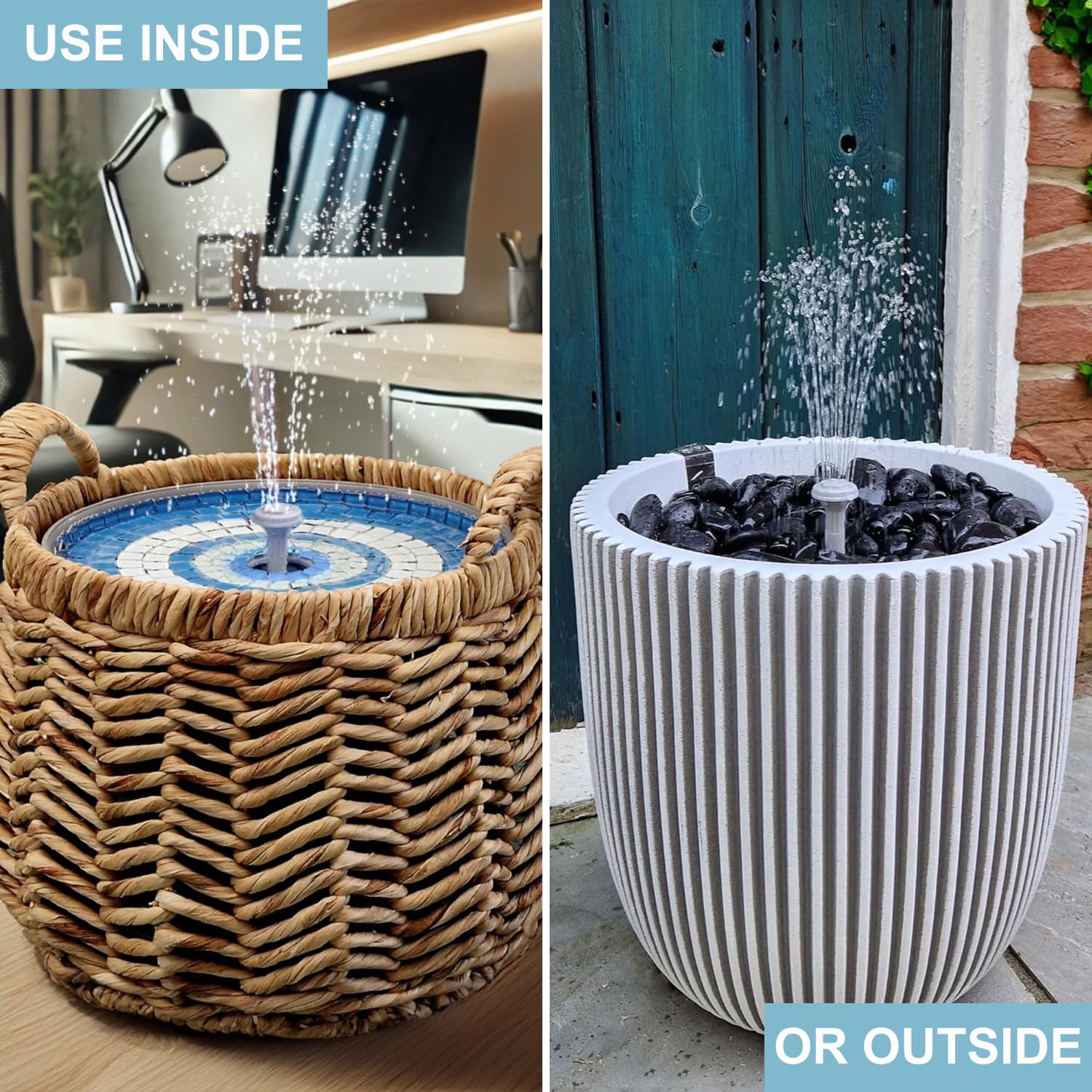 Hydria Water Fountain Kit – Convert Any Pot into a Beautiful Fountain | Rechargeable Battery, LED Lights & Remote Control | Indoor & Outdoor Use | Easy Setup (Pot Not Included) | Perfect for Gardens, Patios & Home Decor | British Brand