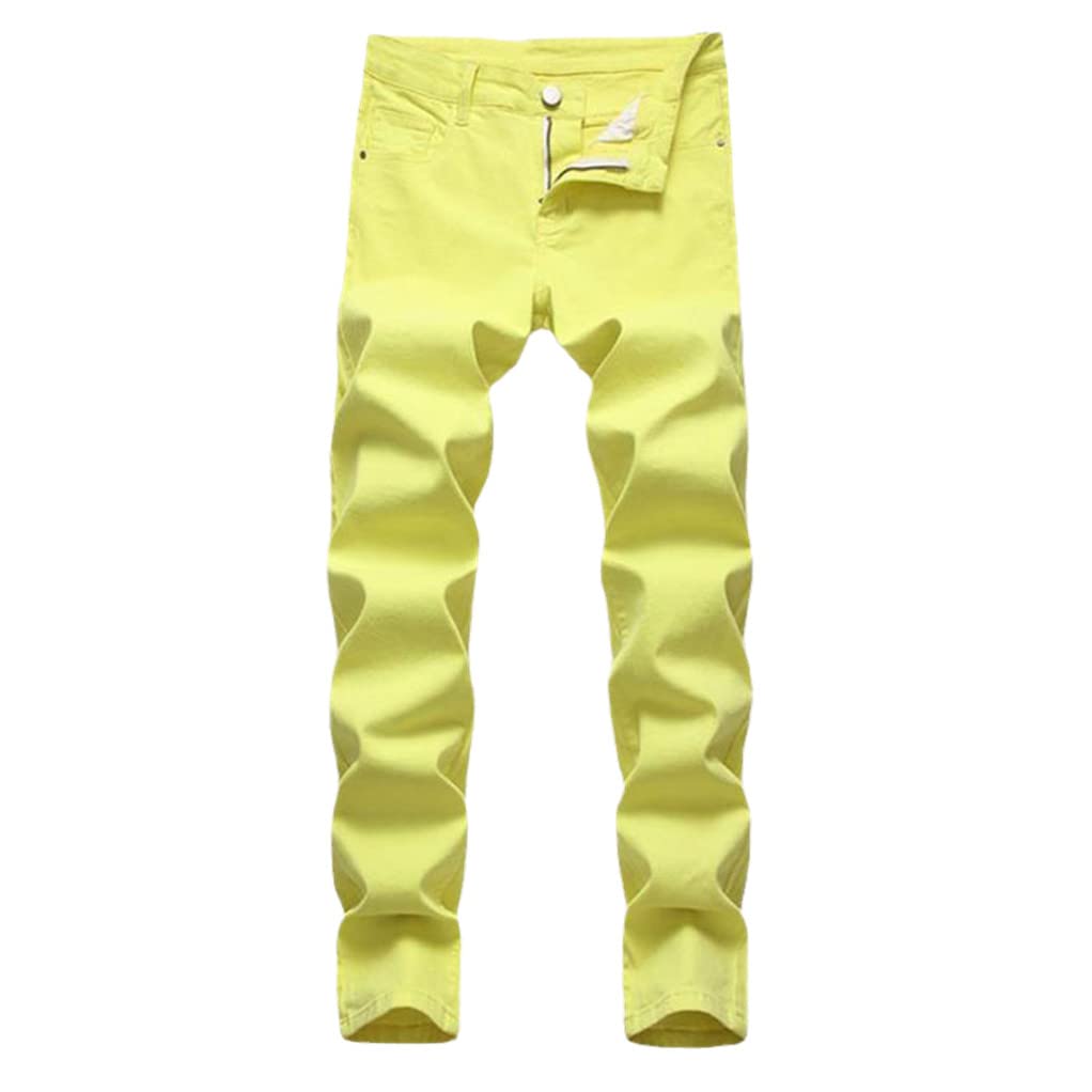 Men's Slim Straight Colored Denim Jeans - Comfortable Cotton Casual Pants for Autumn | Perfect for Everyday Wear, Office & Weekend Outings