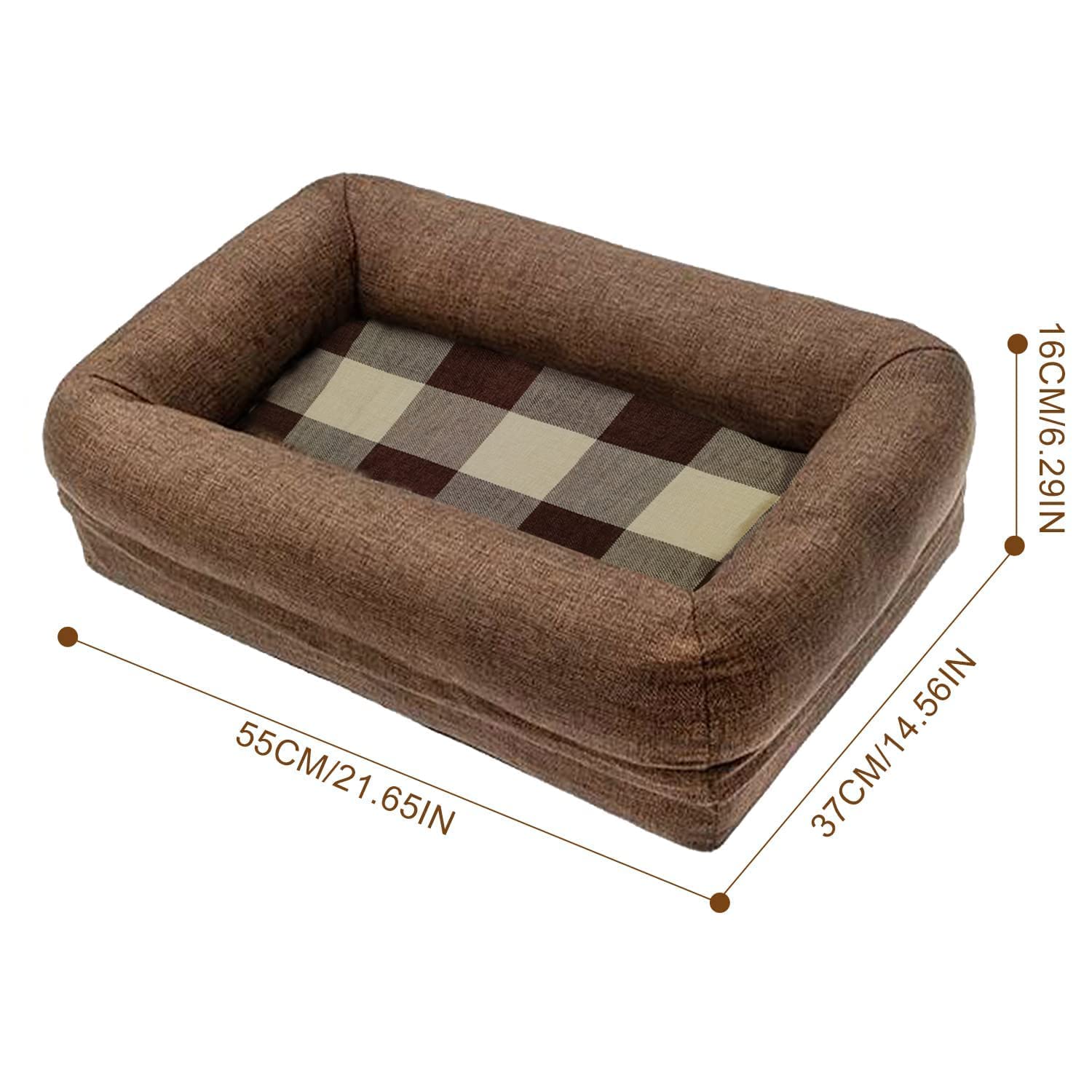 ShellKingdom Small Dog Bed & Cat Bed - Soft Removable Washable Fabric Cover, Cozy Pet Sofa for Indoor Dogs & Cats (Brown) - Perfect for Living Room, Bedroom & Pet Napping Areas