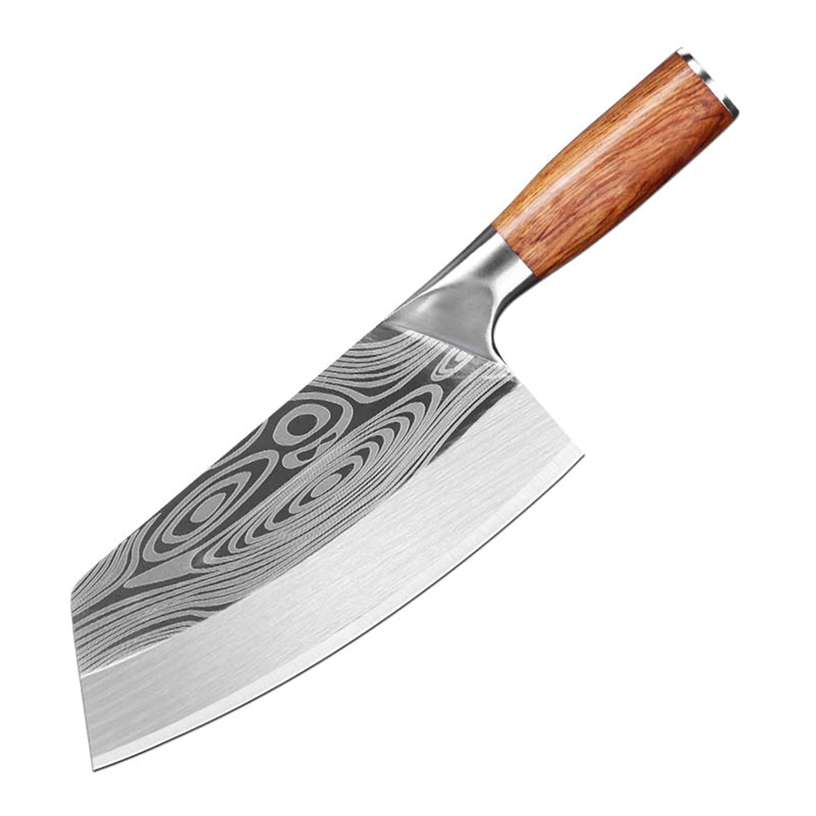 **8 Inch Damascus Steel Chef Knife - Professional Kitchen Knife for Meat, Vegetables & Slicing - Forged Stainless Steel with Laser Pattern - Perfect for Home Cooking, Butchering & Food Prep**