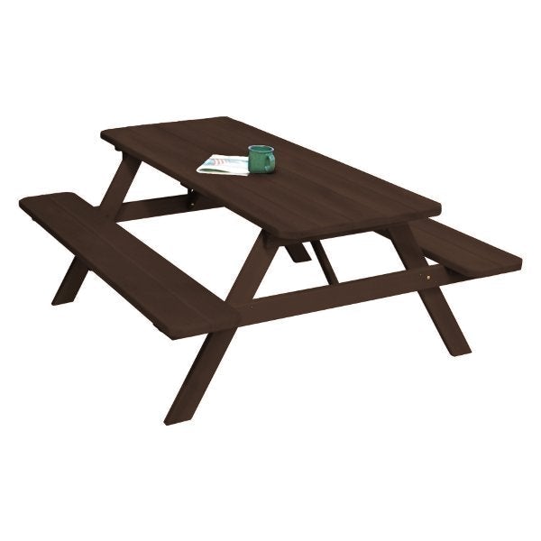 Premium Western Red Cedar Picnic Table with Attached Benches - Outdoor Dining Set for Patio, Garden & Backyard - Weather-Resistant & Durable