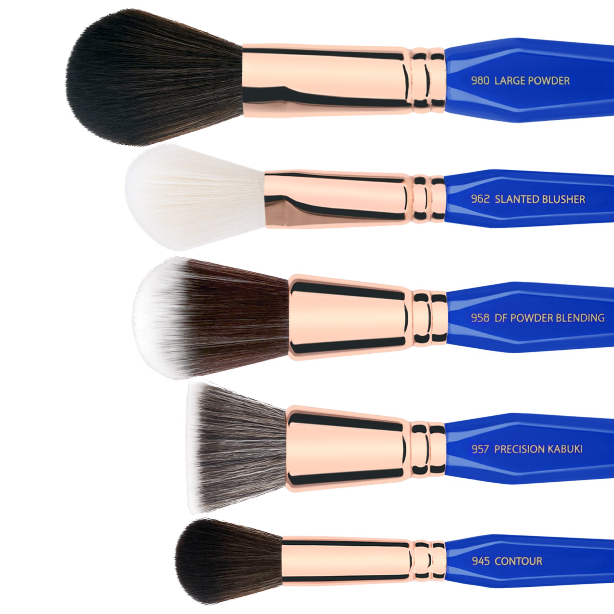 Bdellium Tools Professional Makeup Brush Set - 15 Piece Golden Triangle Collection with Stand-Up Pouch | Perfect for Makeup Artists & Beginners | Ideal for Contouring, Blending & Full Face Makeup Application