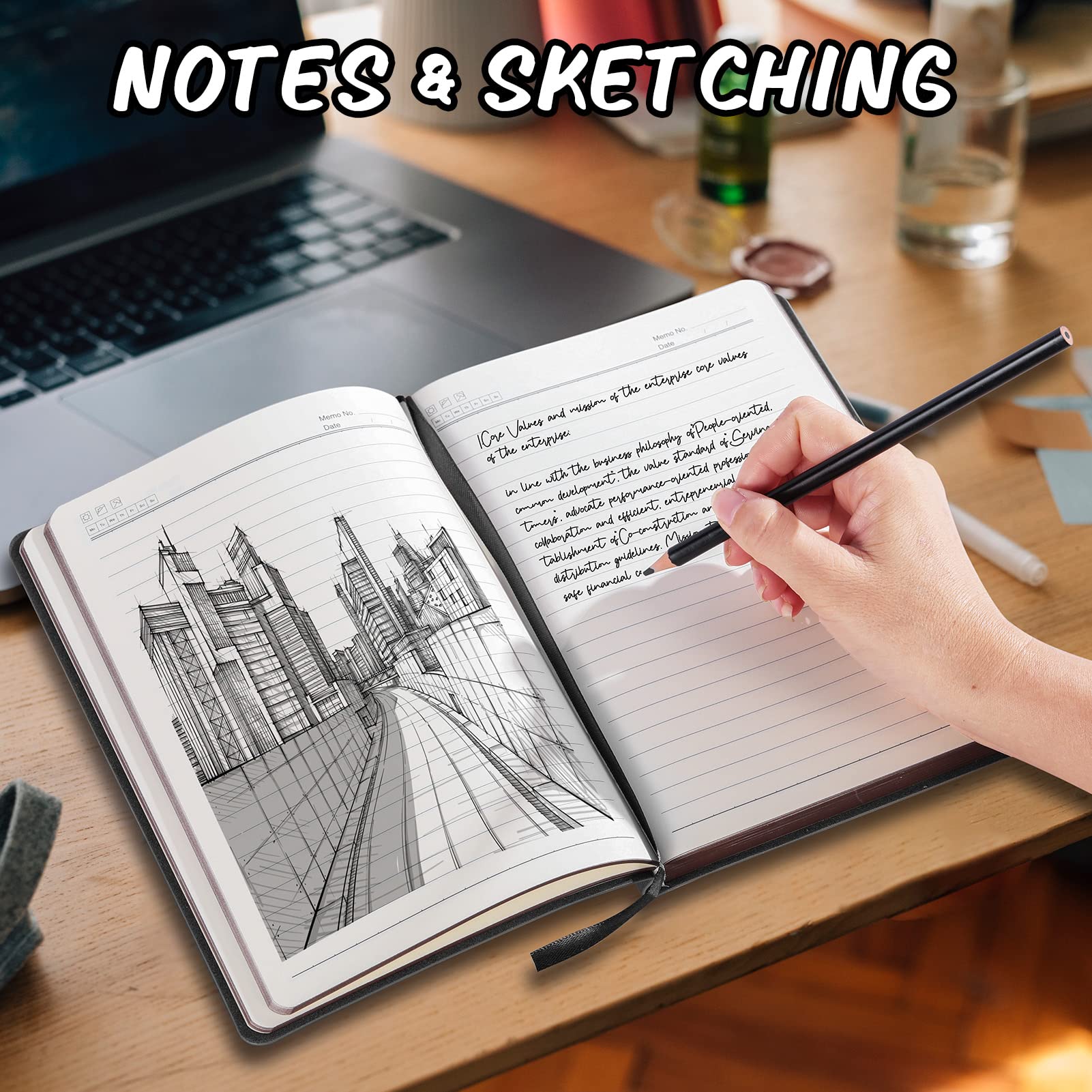 Vintage Leather Journal Notebook - 300 Pages Softcover Lined Writing Notebook for Women & Men, 5.7