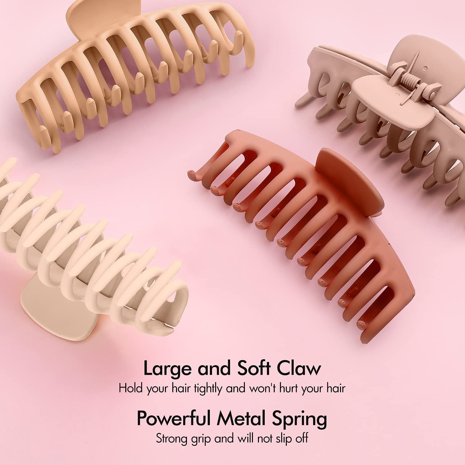 4 Pack Large Hair Claw Clips for Women - Non-Slip Strong Hold French Style Hair Clips for Thick Hair | Perfect for Updos, Ponytails & Everyday Hairstyles
