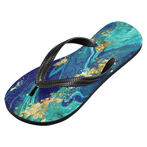 Qilmy Blue Marble Texture Flip Flops - Lightweight Non-Slip Summer Sandals for Women & Men | Perfect for Beach, Pool, and Casual Wear