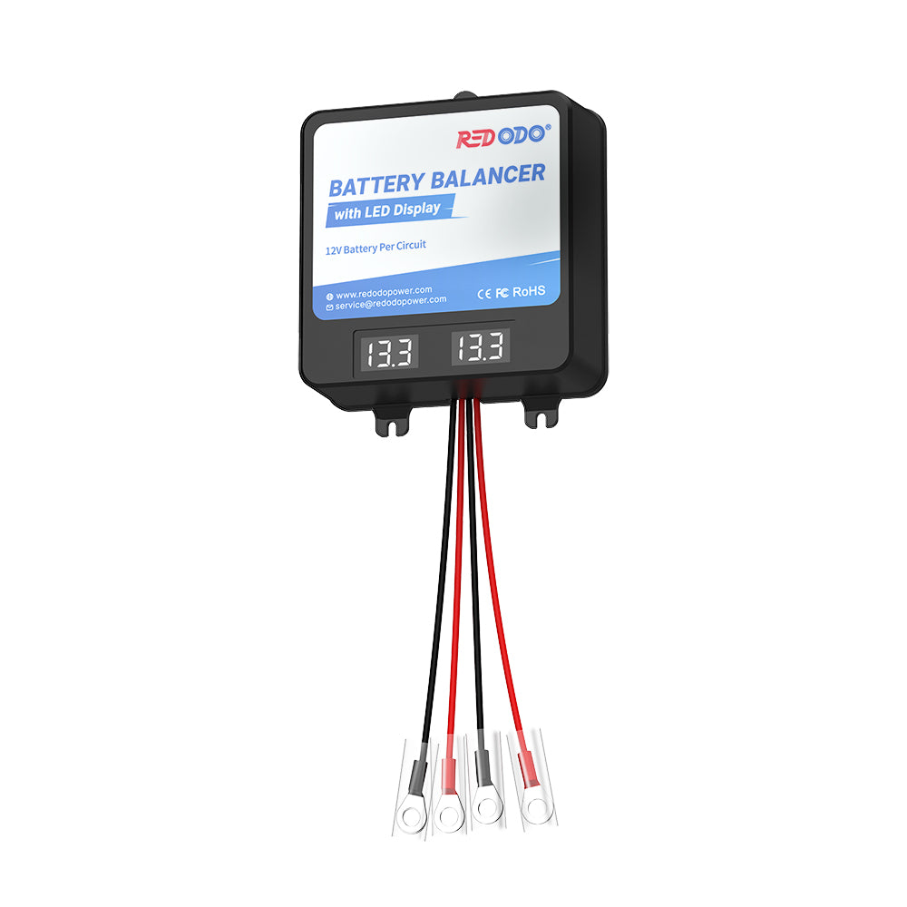 Redodo 24V (2x12V) Battery Balancer with LED Display - Compatible with LiFePO4, Lead Acid & Gel Batteries - Ideal for Home, RV, Solar Systems, Trolling Motors & Off-Grid Applications