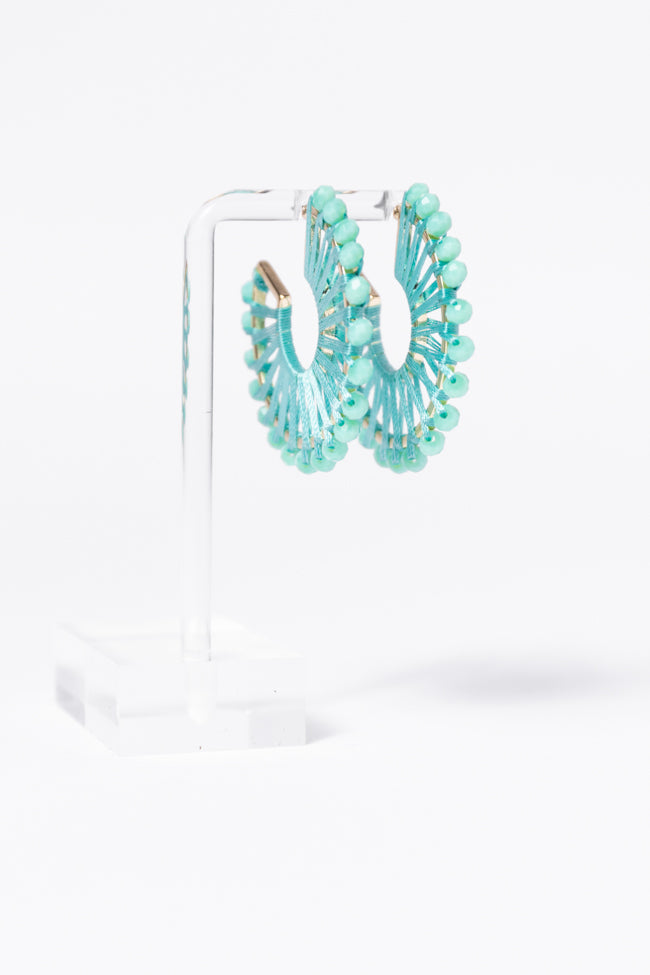 Green Thread Wrapped Hoop Earrings for Women - Boho Chic Dangle Hoops - Lightweight Gold Plated Jewelry - Perfect for Parties, Weddings & Everyday Wear