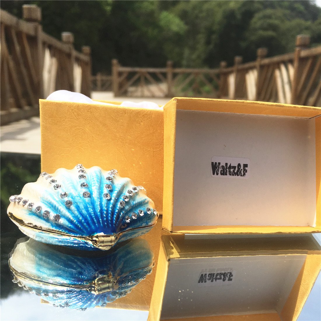 Elegant Waltz&F Seashell Ring Holder & Jewelry Trinket Box - Perfect for Bathroom Vanity, Dresser Organizer & Gift for Women
