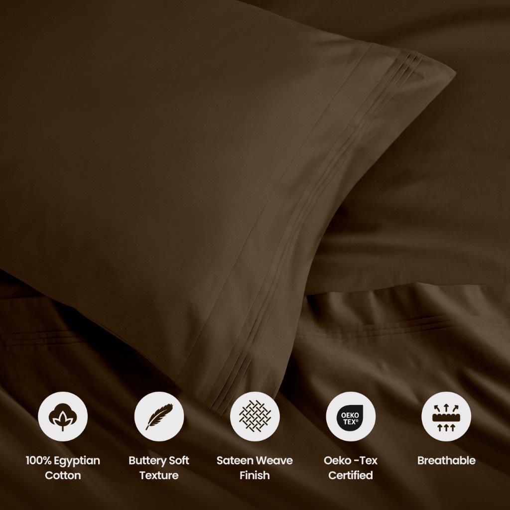 Luxury 1500 Thread Count Egyptian Cotton Pillowcase Set - 2 Piece, Ultra Soft & Breathable for Better Sleep - Perfect for Bedroom, Hotel, or Gift