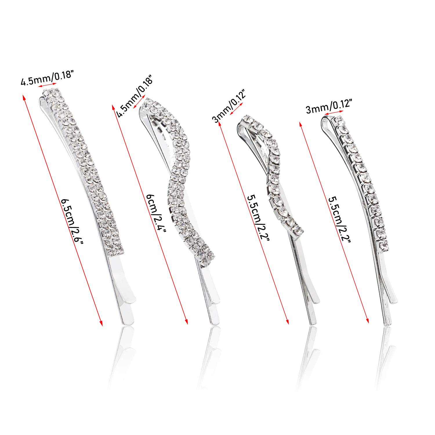 Folansy 16-Piece Clear Rhinestone Bobby Pins Set - Crystal Hair Clips for Women & Girls (4 Silver Styles) - Perfect for Weddings, Prom & Party Hairstyles