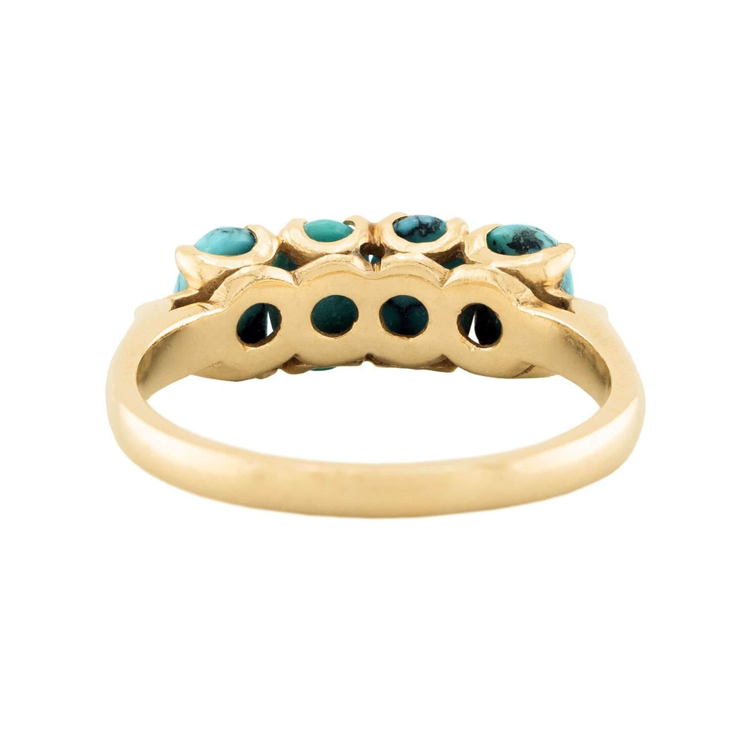 14K Gold Turquoise Ring for Women - Vintage Estate Jewelry - Perfect for Weddings, Parties & Everyday Wear