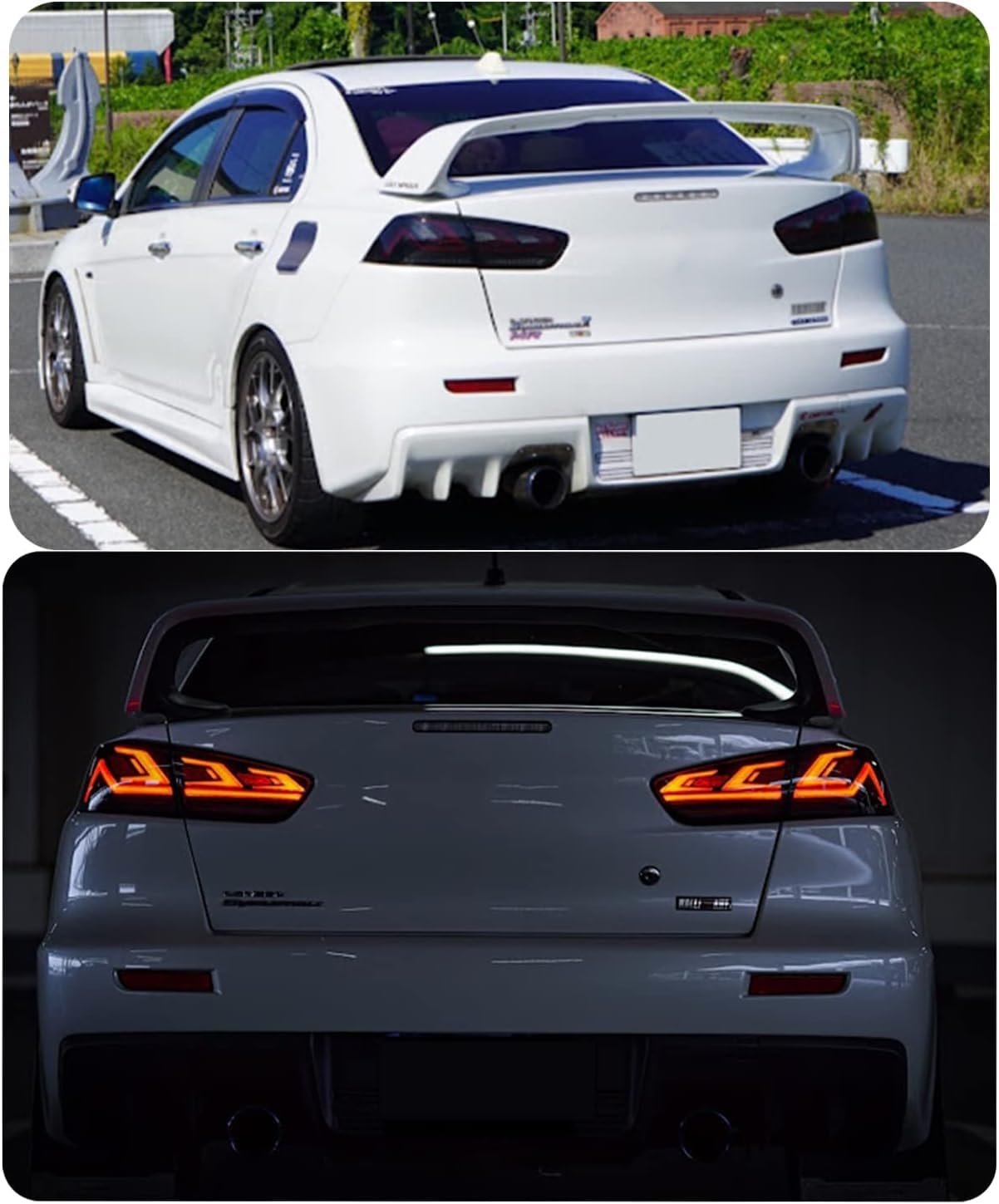 Ingenuity Time LED Tail Lights for Mitsubishi Lancer & Lancer EVO 2008-2017 - Smoke Lens with Startup Animation, DRL, Brake & Sequential Turn Signals - Rear Lamp Assembly - Perfect for Night Driving & Car Customization
