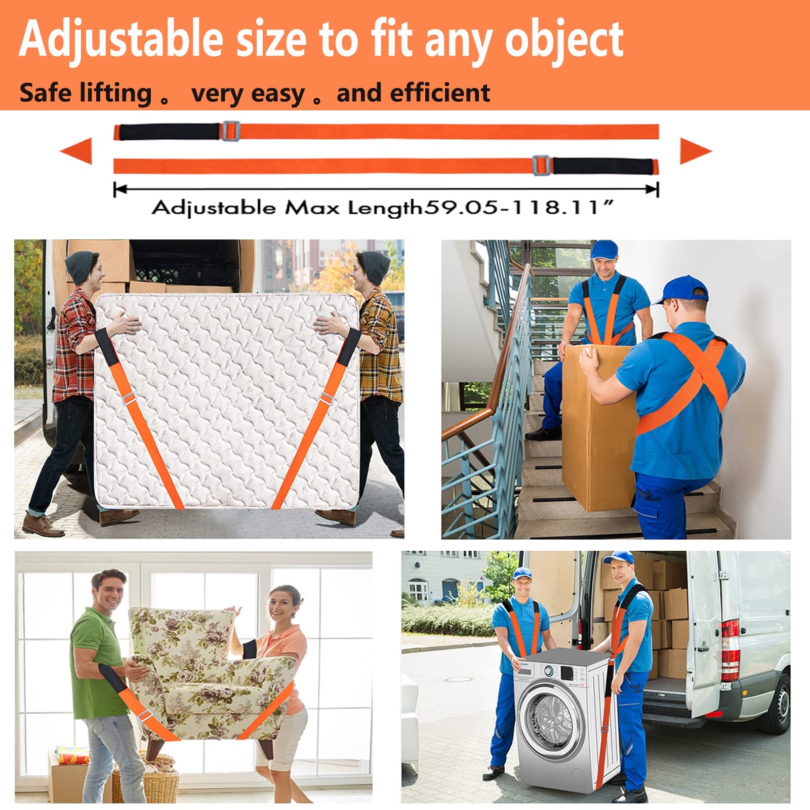 **Heavy Duty Moving Straps - Padded Lifting Harness for Furniture, Mattress & Appliances - One or Two Person Lifting System - Ergonomic Shoulder & Wrist Support for Professional Movers & DIY Home Use**    *(Perfect for Moving Heavy Couches, Mattresses, Appliances & Furniture Safely & Easily!)*