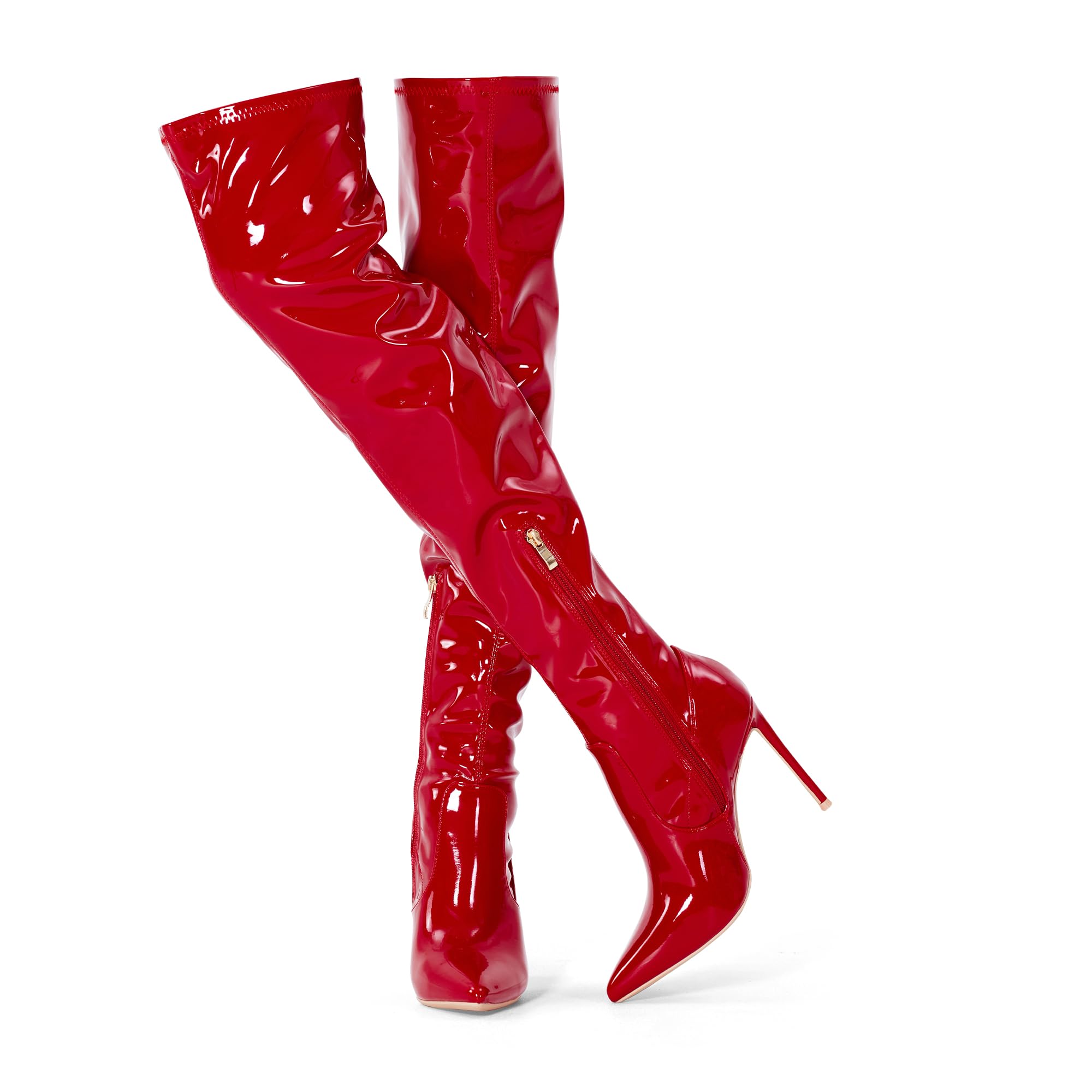 GENSHUO Women's Sexy Suede Thigh High Over The Knee Boots with Stiletto Heel & Pointed Toe - Stretch Fit for Comfort, Perfect for Party, Night Out & Winter Fashion