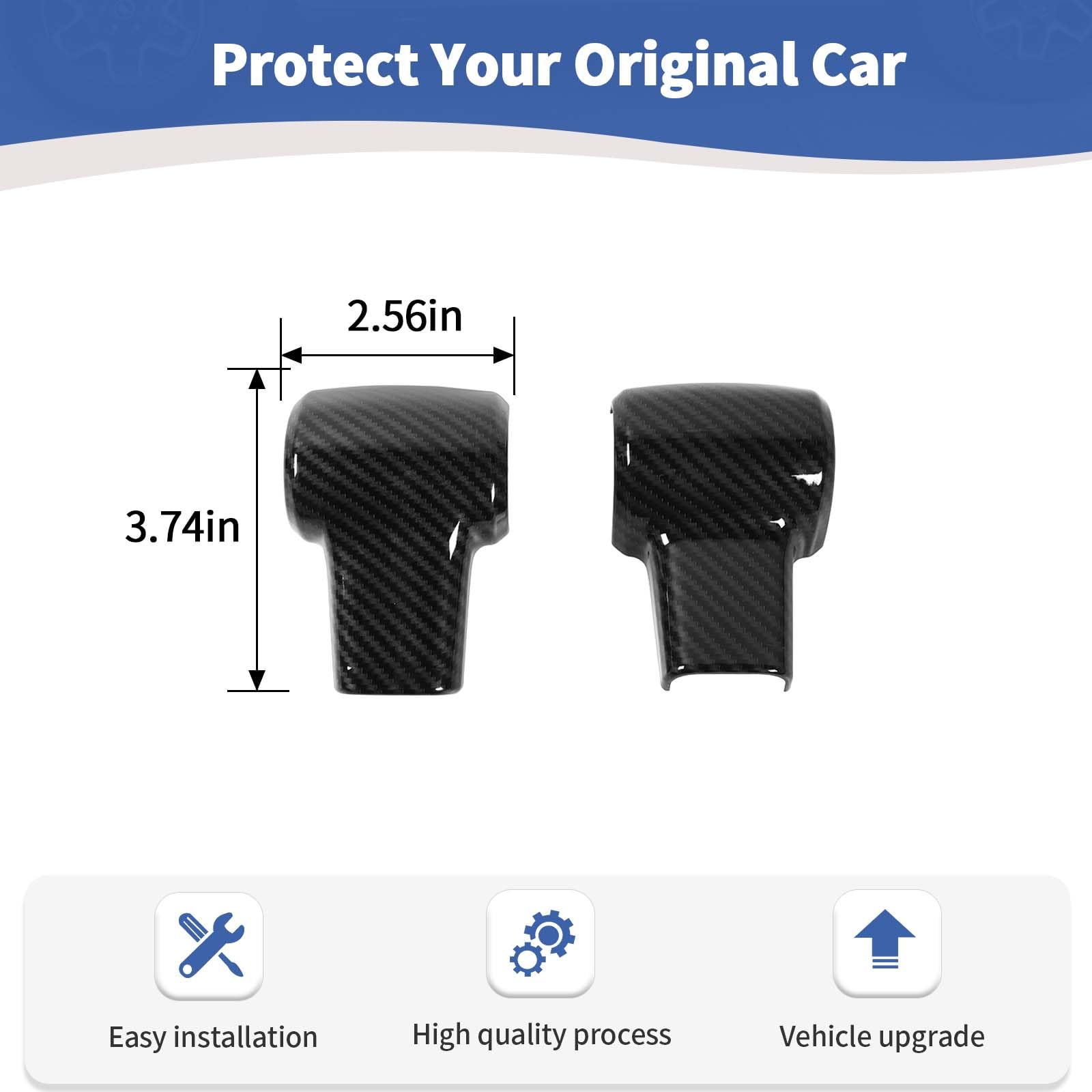 RT-TCZ Carbon Fiber Gear Shift Knob Cover for Jeep Wrangler JK & JKU (2007-2010) - 2-Pack Black Interior Accessories - Perfect for Off-Roading & Daily Driving