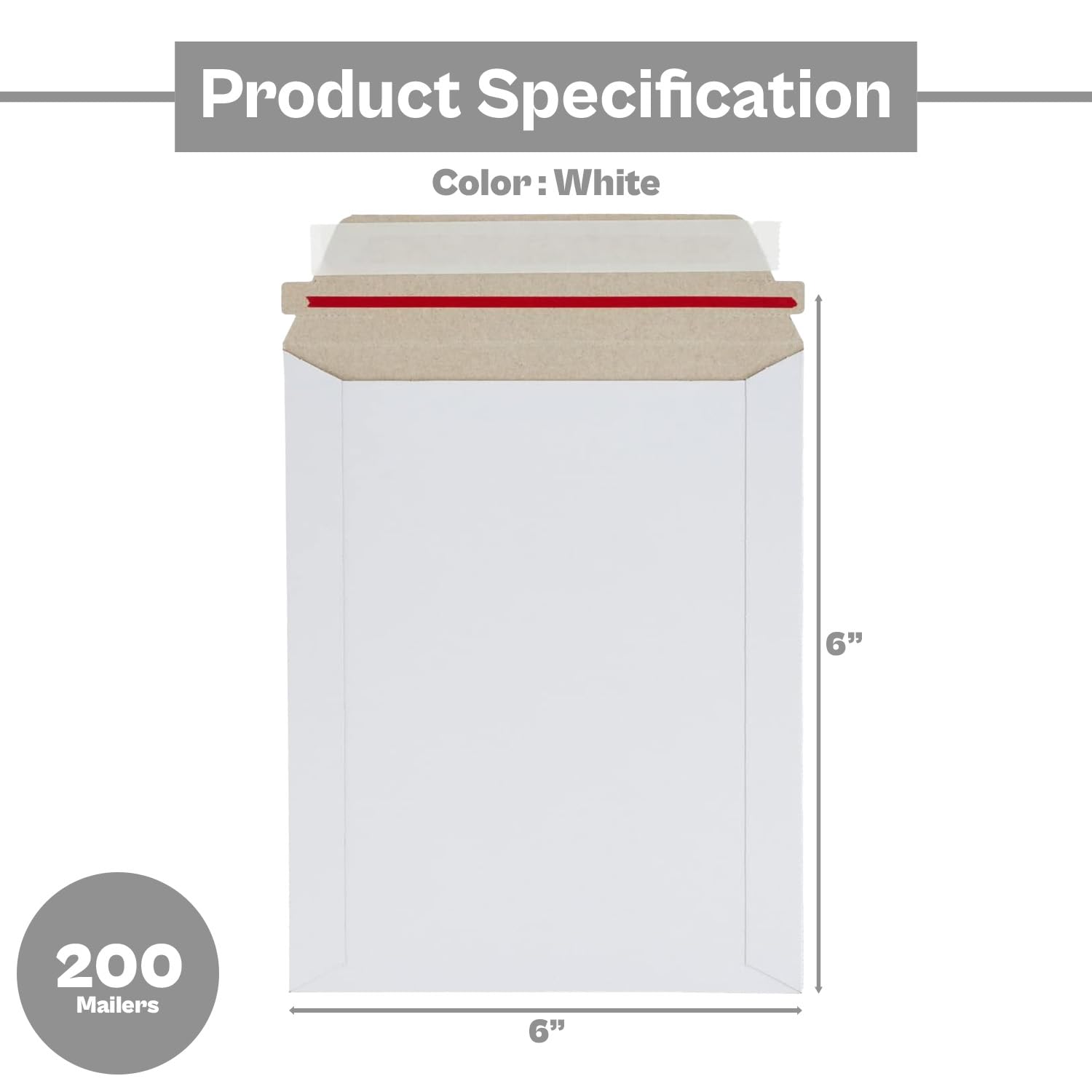 PSBM 6x6 Inch Rigid Mailers - 400 Pack Kraft White Cardboard Shipping Envelopes for Photos, Documents & Small Items | Self-Seal Design | Perfect for Ecommerce, Photos, Greeting Cards & Business Mailings