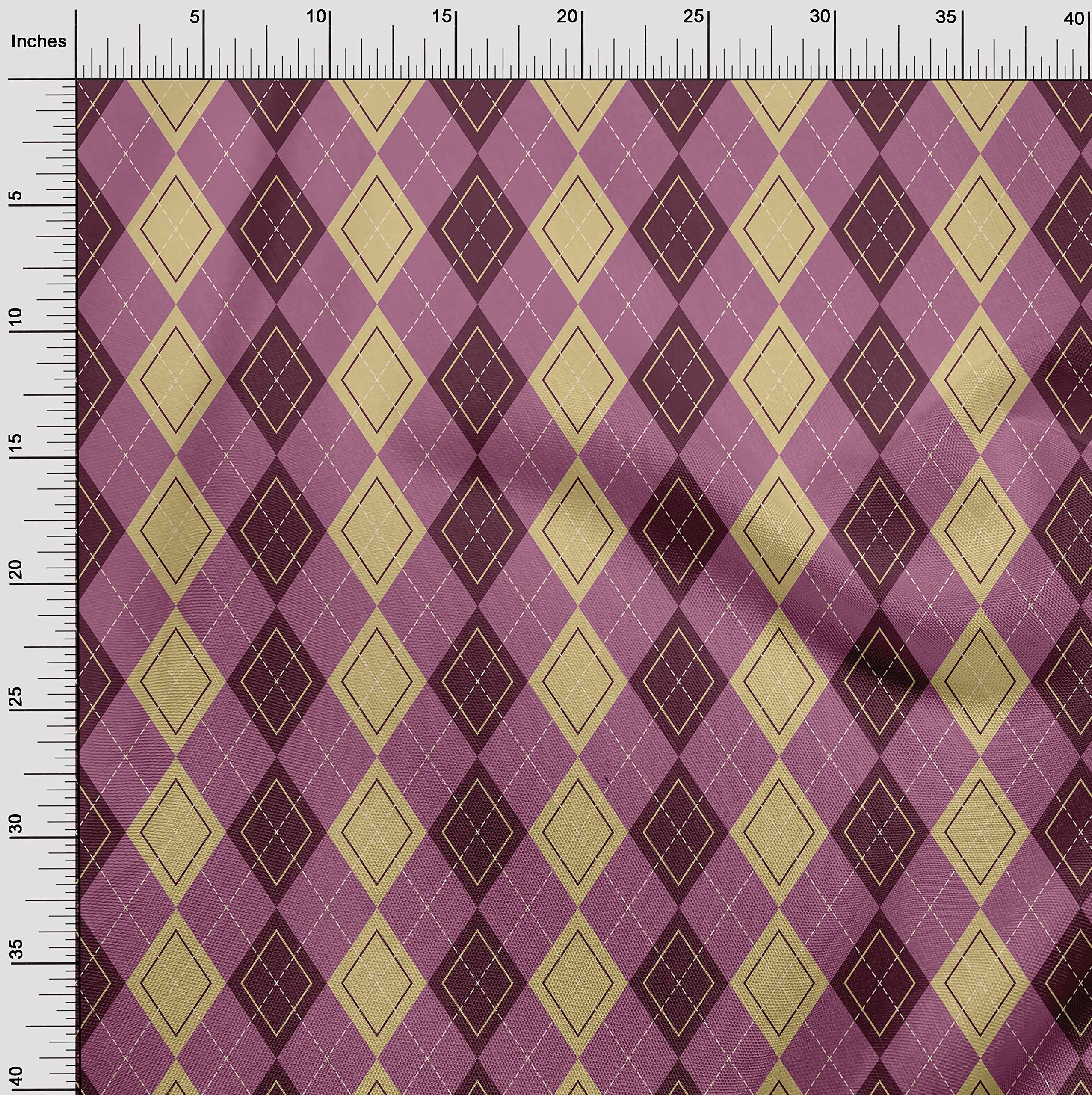oneOone Velvet Beige Argyle Print Fabric by The Yard - 58 Inch Wide DIY Sewing Material for Clothing, Quilting & Home Decor Projects | Soft Textured Upholstery & Crafting Fabric