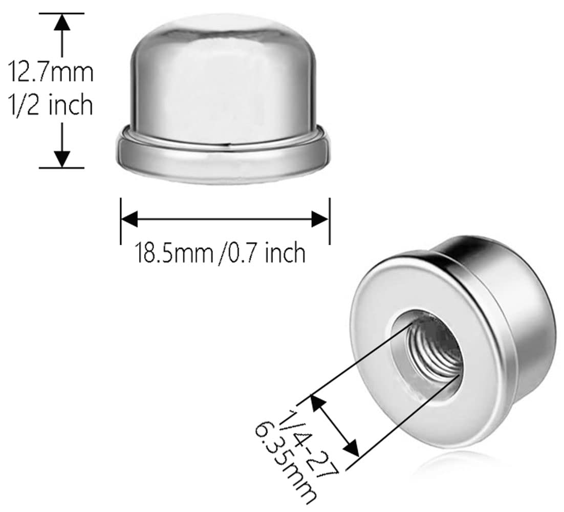8Pcs Silver Lamp Finials - 1/2 Inch Decorative Knob for Lamp Shade Holder Harp - 1/4-27 Threaded Screw Cap - Solid Metal Lamp Accessories for Bedroom, Living Room & Office Lighting Decor
