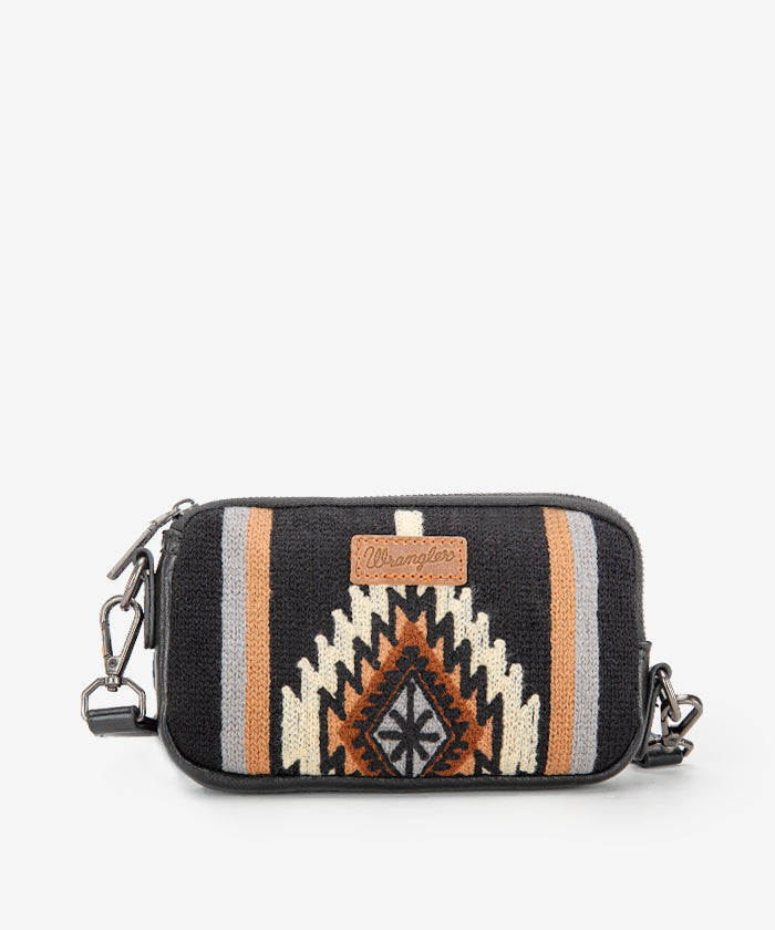 Wrangler Aztec Knitted Mini Crossbody Bag for Women - Stylish Boho Purse with Adjustable Strap, Perfect for Travel, Shopping & Everyday Use