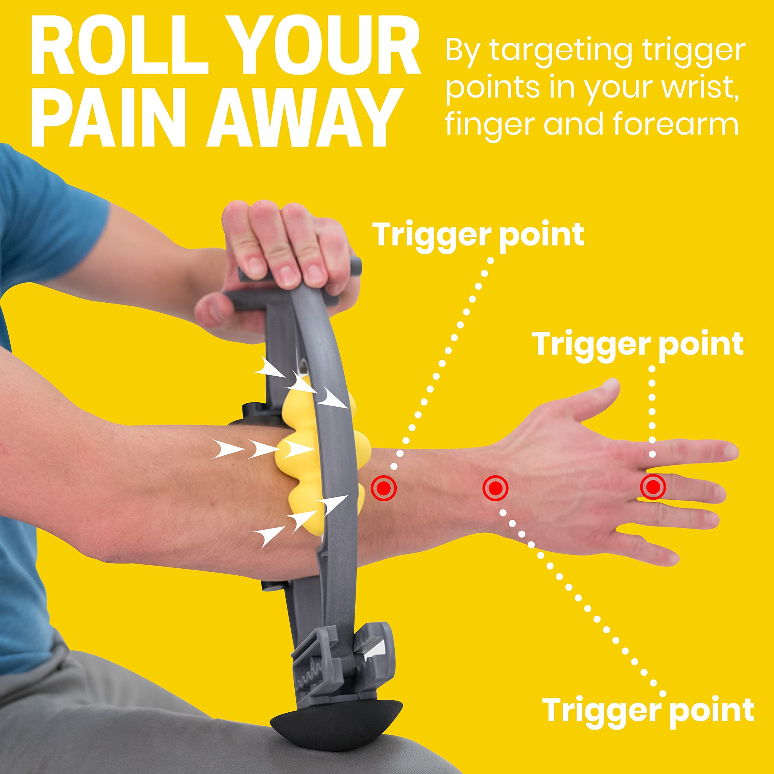 Deep Tissue Arm & Leg Massager Roller for Muscle Pain Relief - Targets Golfer’s Elbow, Tennis Elbow & Carpal Tunnel - Reduce Inflammation & Speed Recovery - Perfect for Athletes, Office Workers & Post-Workout Recovery