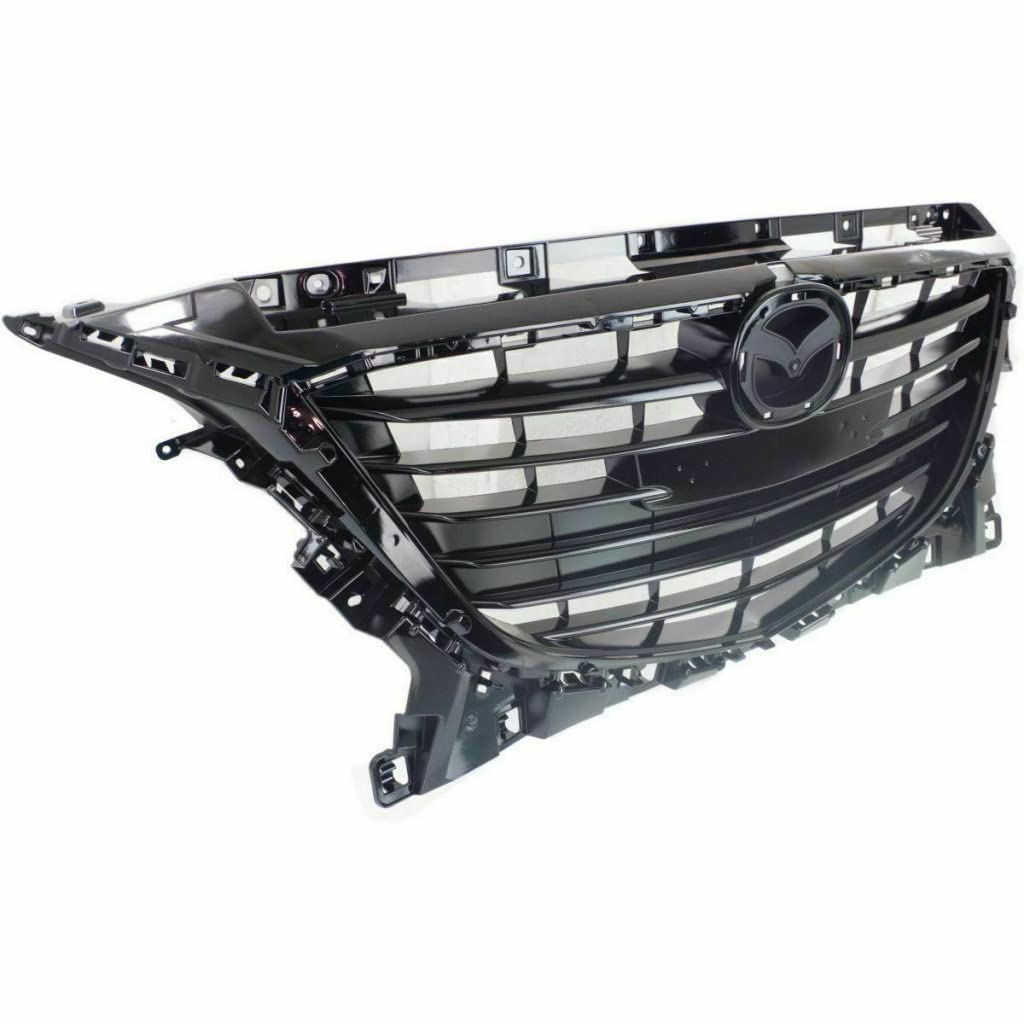 Gloss Black Front Grille for Mazda 3 2014 2015 2016 Models | BJE150712B & MA1200196 Replacement Part | Perfect for Car Upgrades & Customization