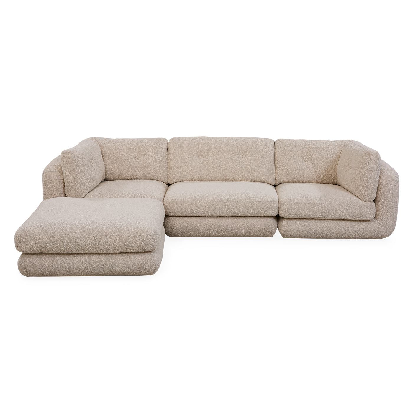 Pompidou 120” Modular Four Piece Sectional Sofa with Ottoman - Modern L-Shaped Living Room Furniture for Home Theater & Family Gatherings