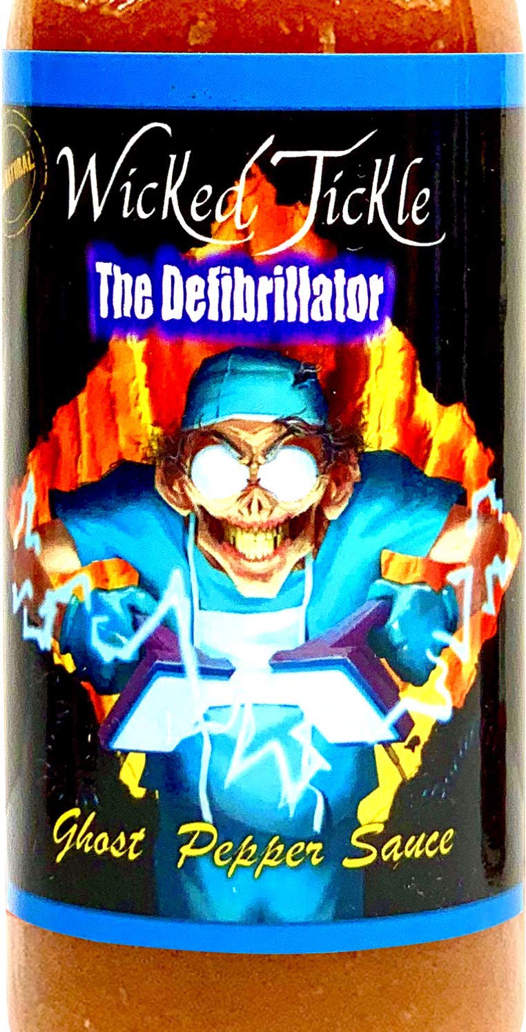 Wicked Tickle Defibrillator Chipotle Ghost Pepper Hot Sauce - Extreme Heat Gourmet Hot Sauce for Tacos, Wings & BBQ - Spicy Food Lovers Gift