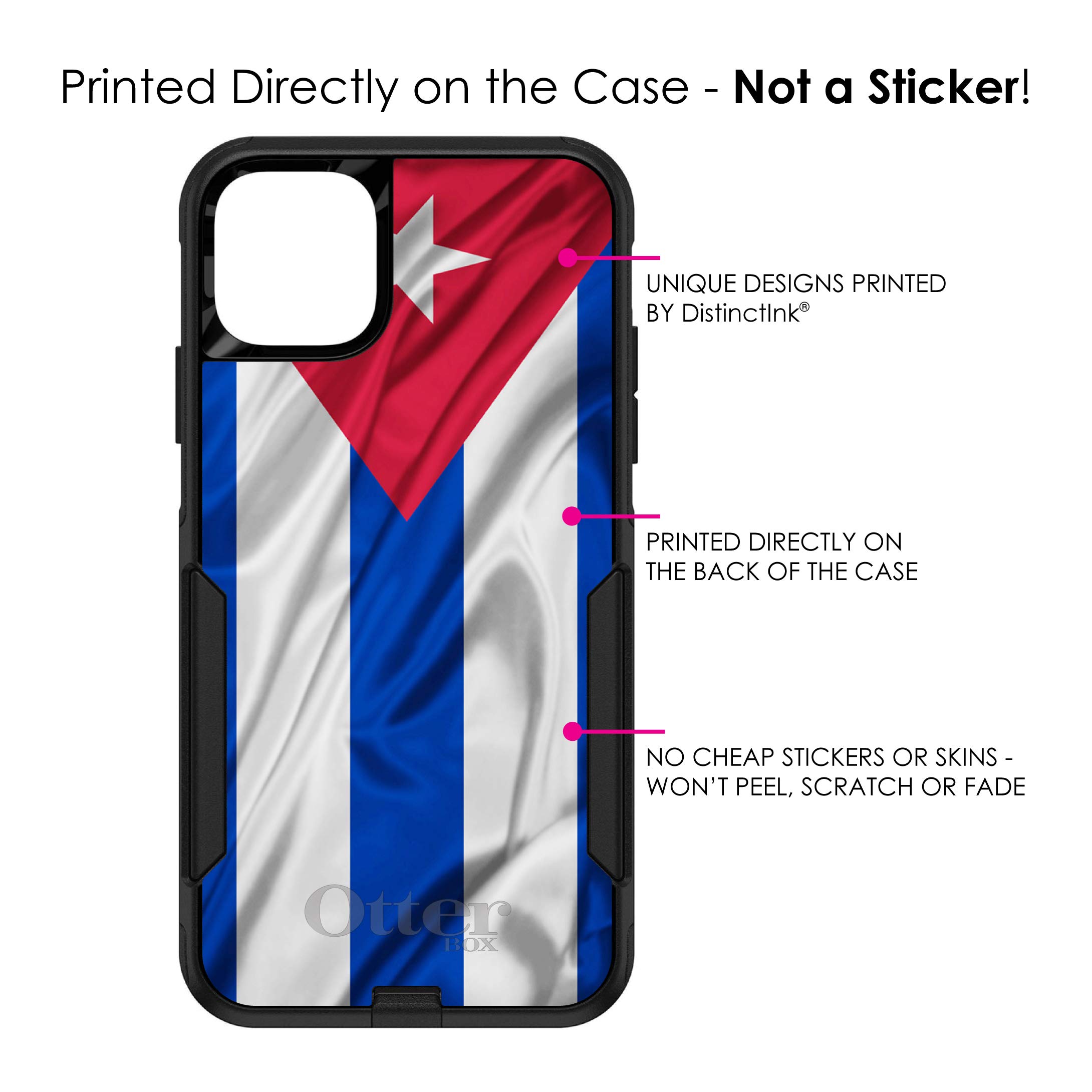 DistinctInk iPhone 11 Pro MAX Case (6.5 Inch) - Shockproof Protective Cover with Cuban Flag Design - Red White Blue Replacement for OtterBox Commuter - Perfect for Travel, Work & Everyday Use
