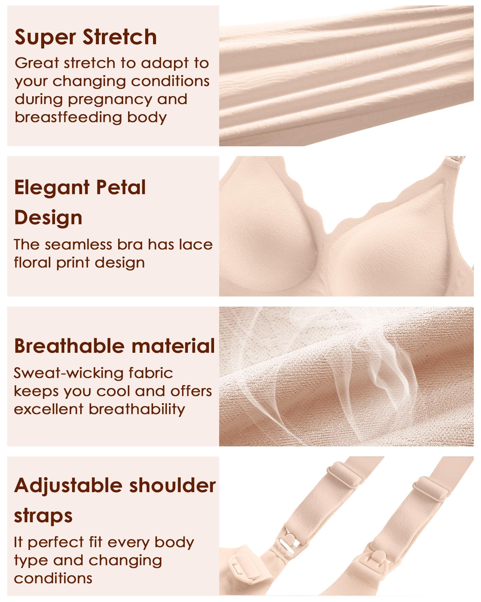 Comfortable Seamless Wireless Nursing Bra for Breastfeeding & Pumping - Maternity & Postpartum Support - Perfect for Daily Wear, Workouts, and Nighttime Nursing