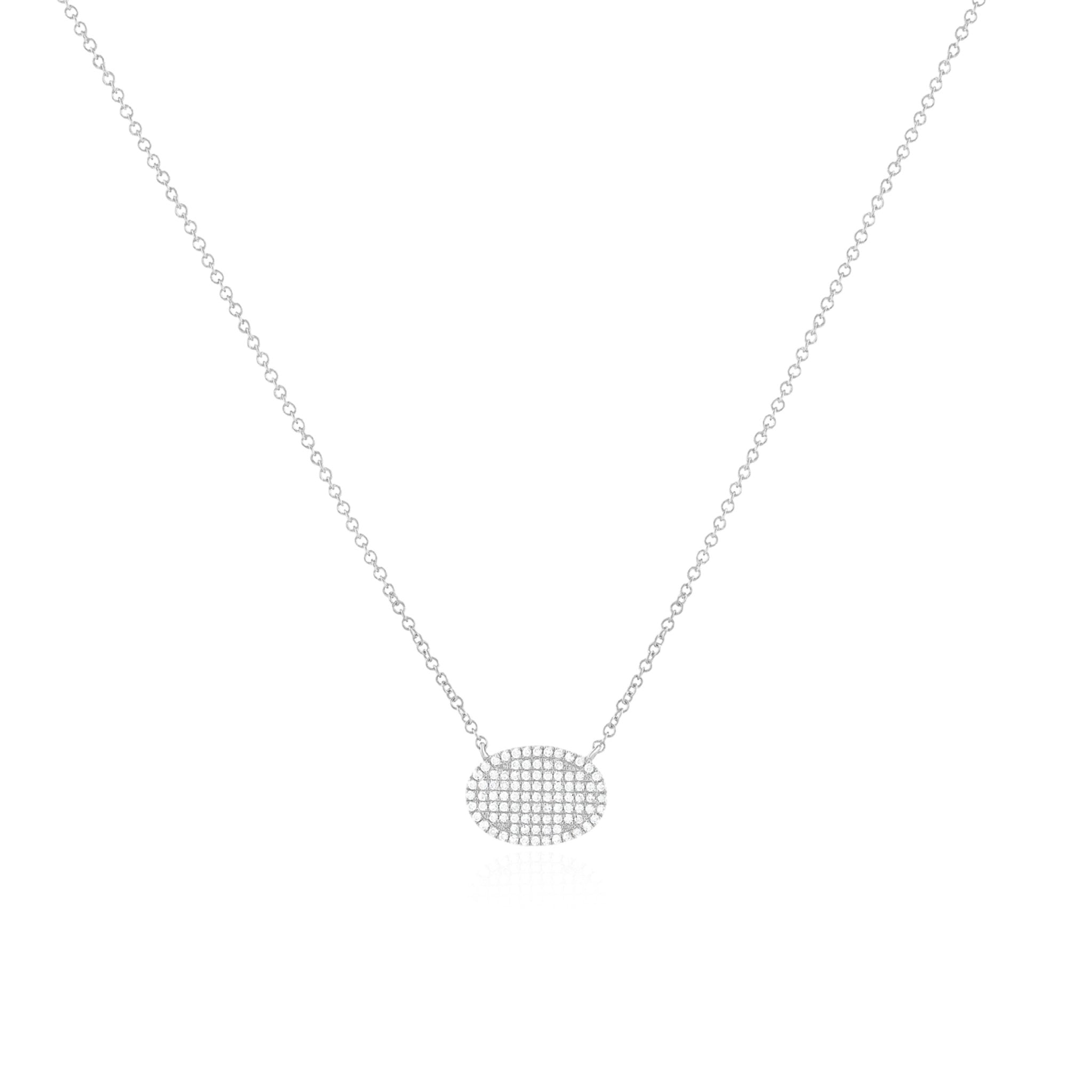 Elegant 14k White Gold Oval Diamond Pavé Station Necklace for Women - Perfect for Weddings, Anniversaries & Special Occasions
