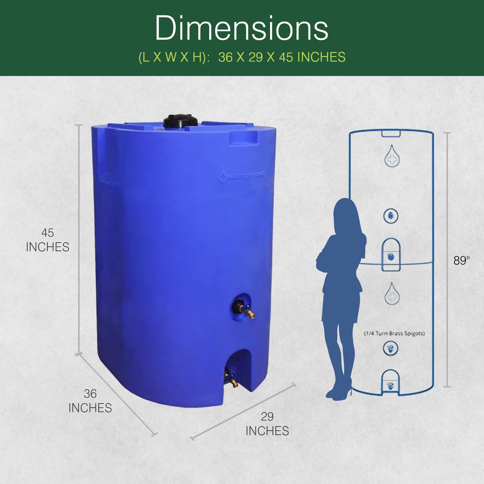 160-320 Gallon BPA-Free Emergency Water Storage Tanks | Portable Food Grade Plastic Water Containers (2 Pack 320 Gallon) with 25' Hose & 5-Year Water Treatment - Perfect for Disaster Preparedness, Camping & Off-Grid Living