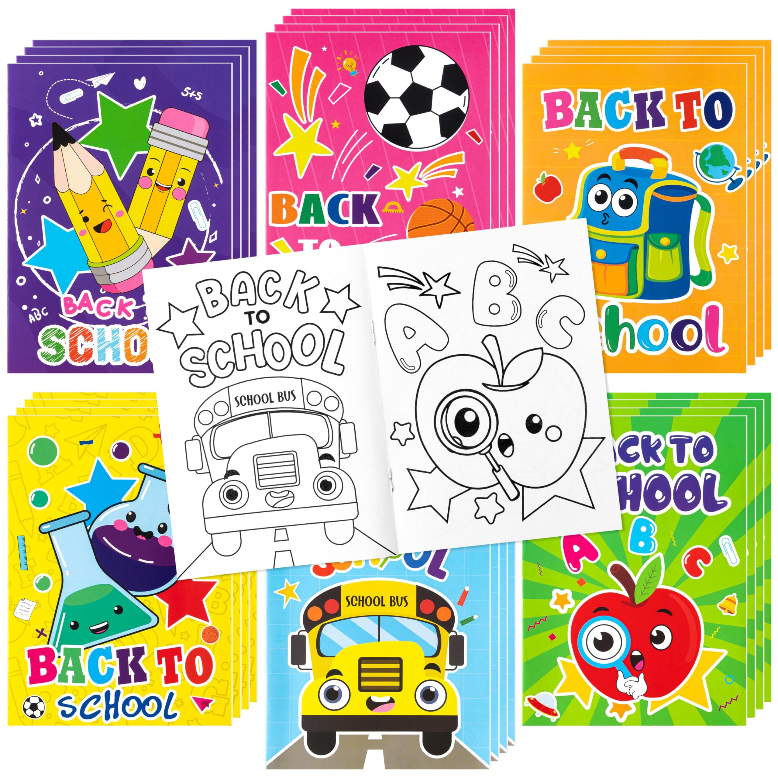 24Pcs Back to School Coloring Books for Kids - DIY First Day of School Activity with Cute Patterns, Pencil & Schoolbag Designs | Classroom Rewards, Party Favors & Art Supplies | Perfect for School Gifts, Birthday Parties & Creative Learning Activities