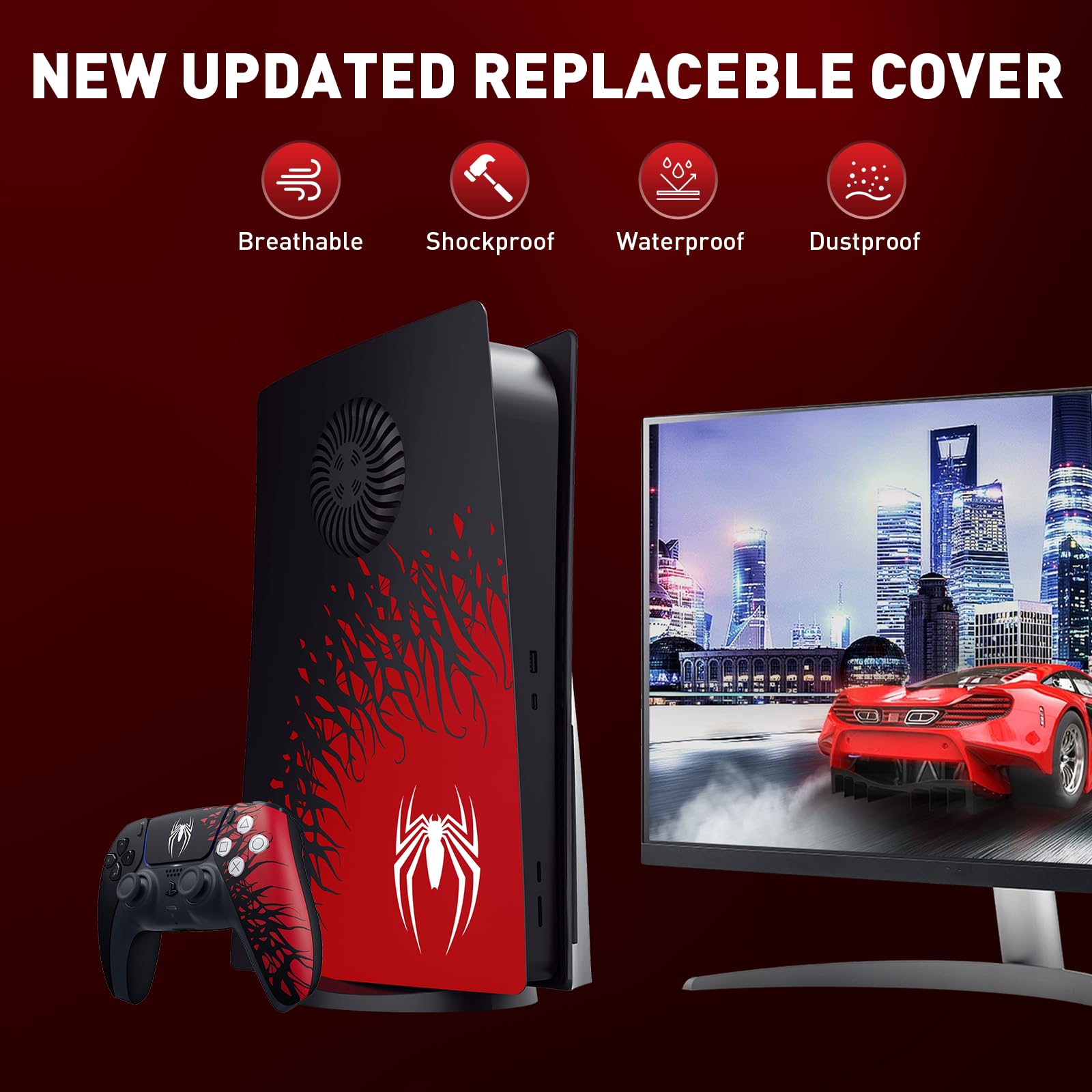 PS5 Disc Edition Cover Plates - Precision Fit Faceplate with Cooling Vent, Anti-Scratch & Shockproof Design - Easy to Install Replacement Side Panels for PS5 Accessories - Perfect for Gaming Setups & Console Protection