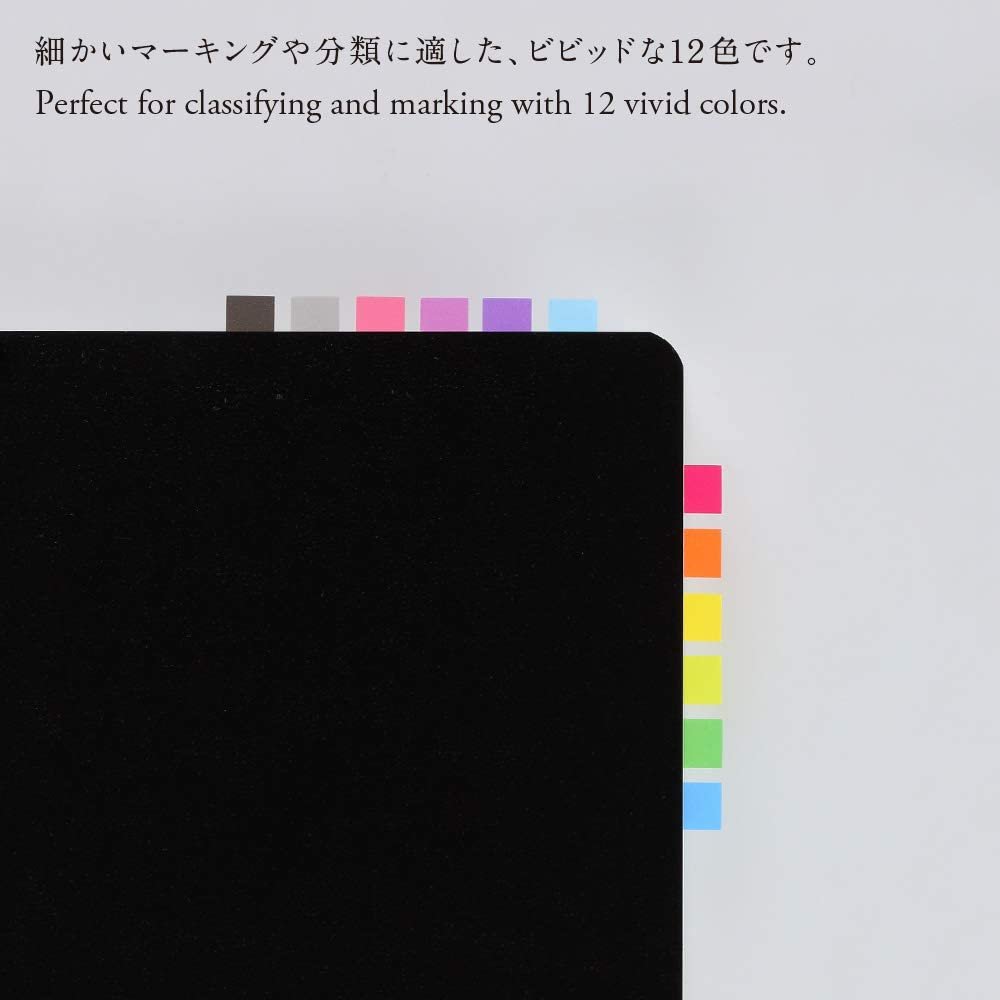 Nitto Stalogy Thin Sticky Notes - 12 Vibrant Colors (S3010) - Perfect for Office, School & Home Organization, Note Taking & Creative Planning