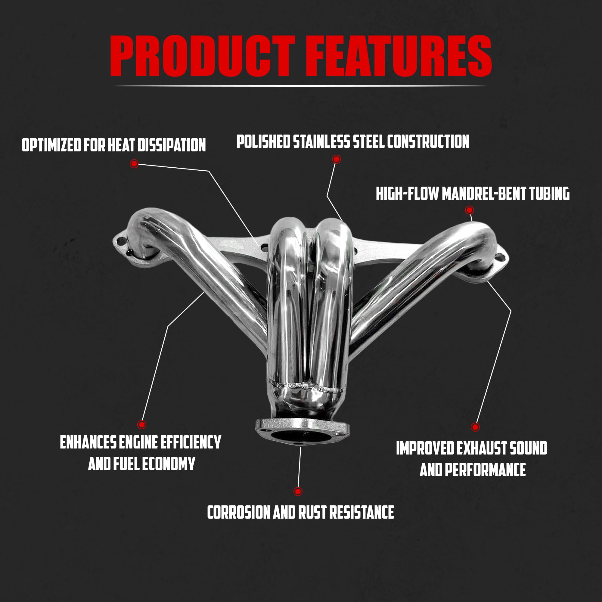 Polished Stainless Steel Block Hugger Headers for Small Block Chevy SBC 265 283 302 305 327 350 400 - Shorty Exhaust Manifolds for Hot Rods, Street Rods & Custom Builds - Not Compatible with Angle Plug Heads or Clamshell Mounts - Perfect for Tight Engine Bays & Performance Upgrades